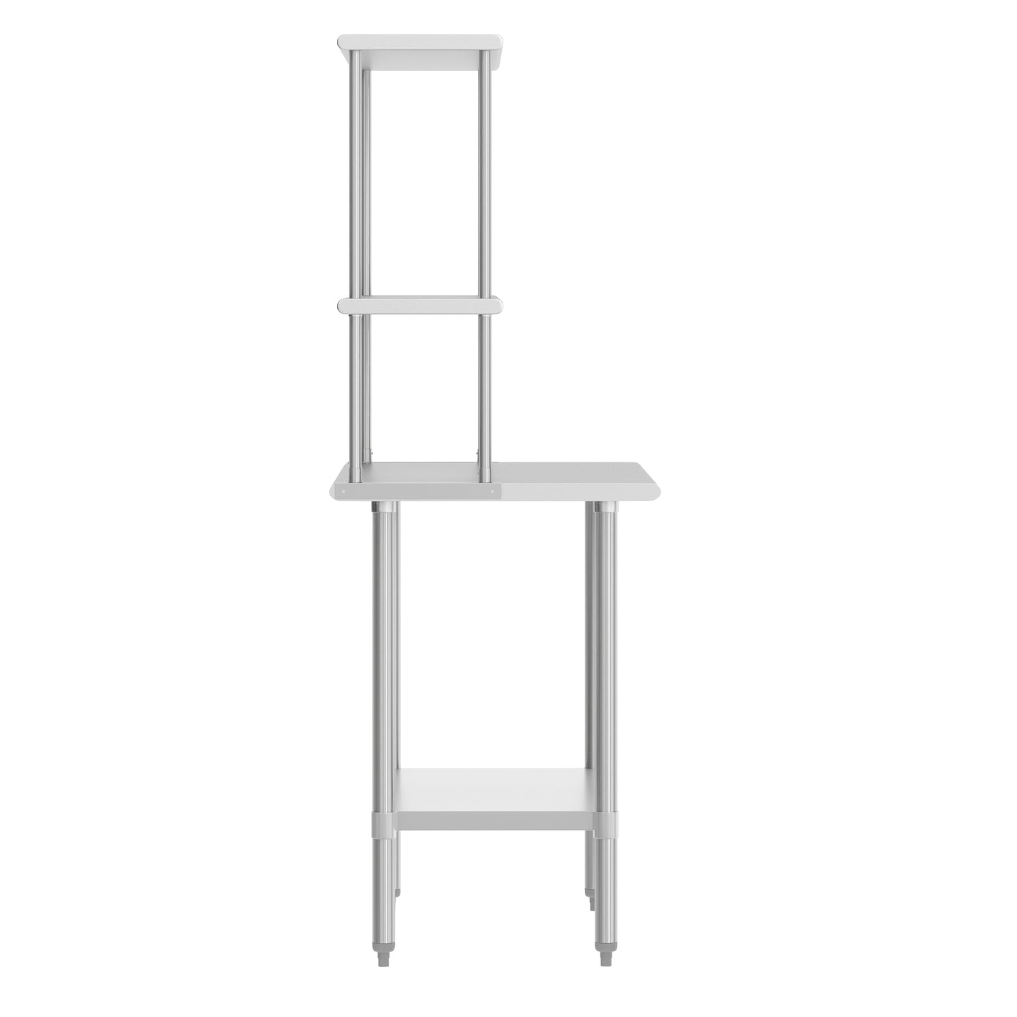 Reese 24x36 Portable Prep and Work Table with NSF Certified 18 Gauge Stainless Steel Top Shelf and Double Overshelves and Galvanized Steel Undershelf Stainless Steel