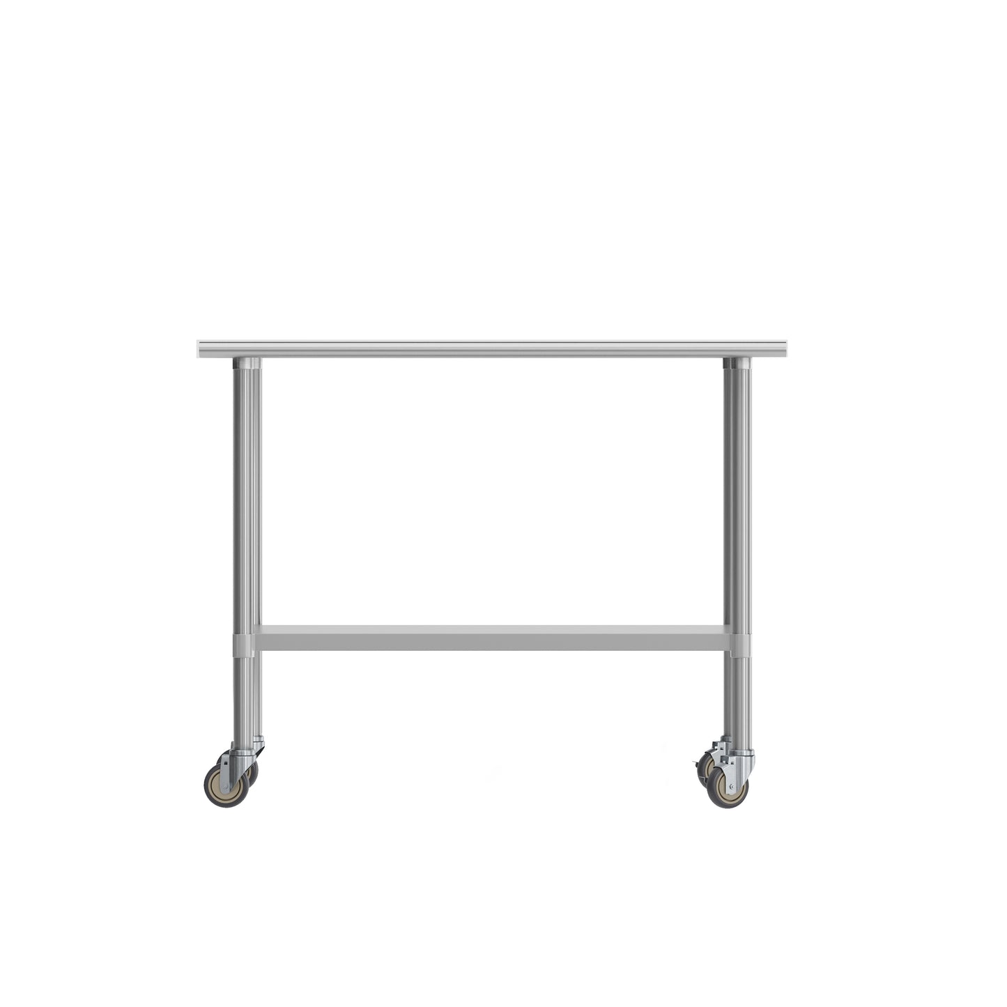 Rawcliffe Portable Prep and Work Table with NSF Certified 18 Gauge Stainless Steel Top Shelf, Galvanized Steel Undershelf and 4 Casters with 2 Locking Stainless Steel