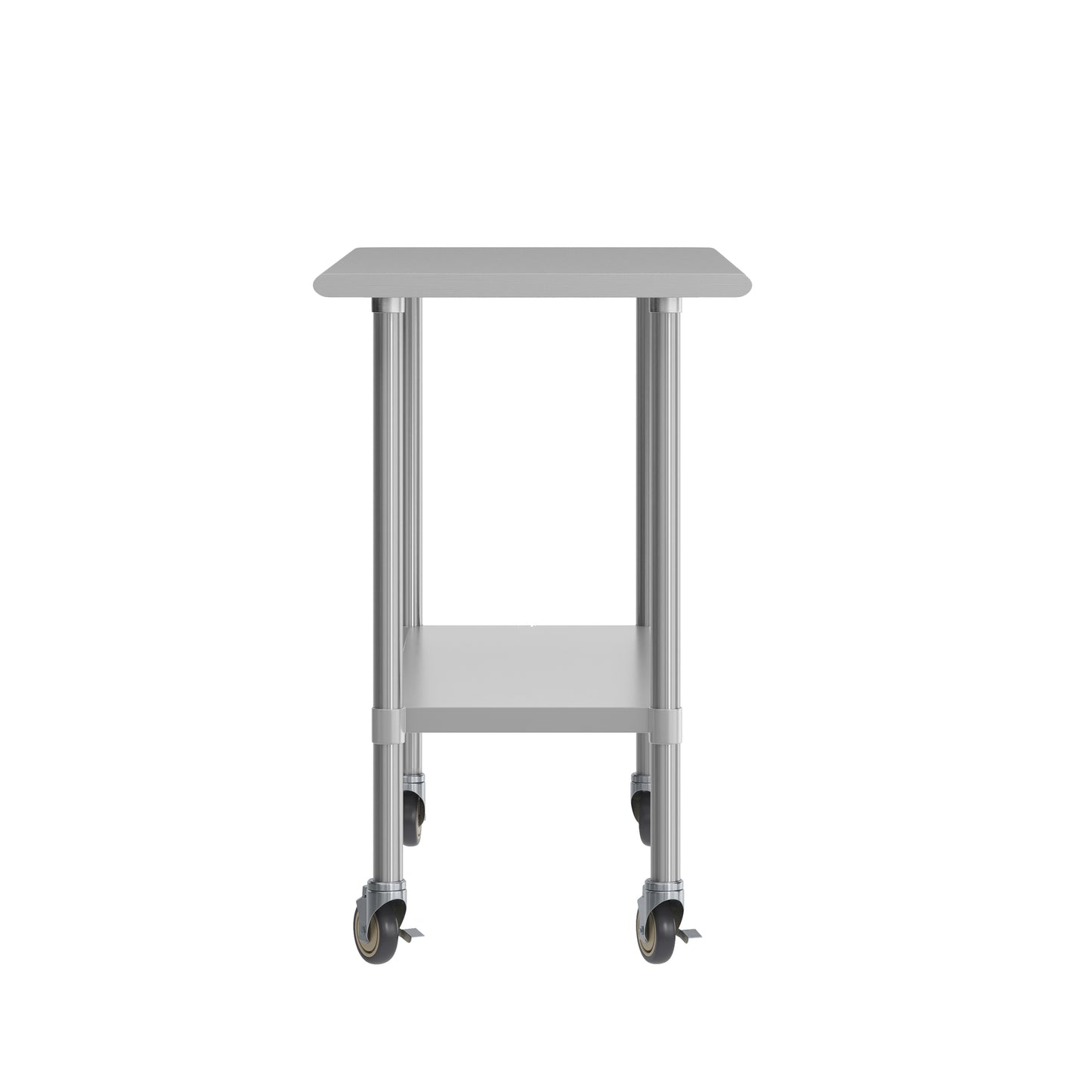 Rawcliffe Portable Prep and Work Table with NSF Certified 18 Gauge Stainless Steel Top Shelf, Galvanized Steel Undershelf and 4 Casters with 2 Locking Stainless Steel