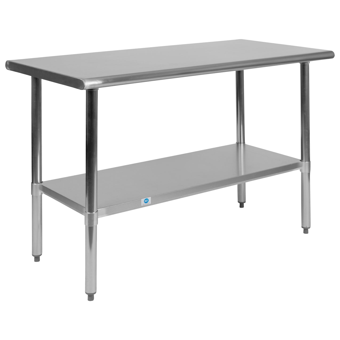 Rawcliffe Stainless Steel 18 Gauge Prep and Work Table with Undershelf - NSF Certified - 48"W x 24"D x 34.5"H Stainless Steel