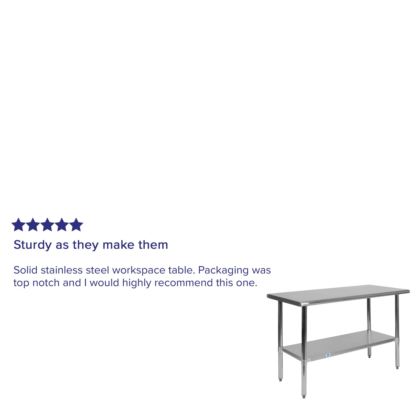 Rawcliffe Stainless Steel 18 Gauge Prep and Work Table with Undershelf - NSF Certified - 48"W x 24"D x 34.5"H Stainless Steel