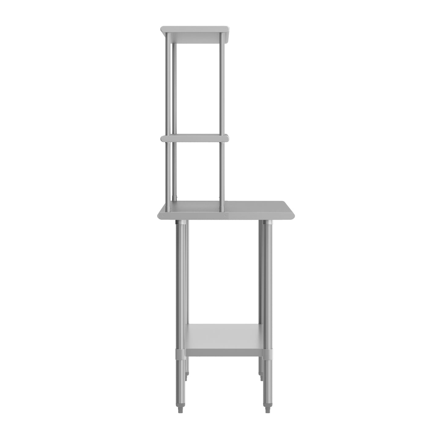 Rawcliffe Portable Prep and Work Table with NSF Certified 18 Gauge Stainless Steel Top Shelf and Double Overshelves and Galvanized Steel Undershelf Stainless Steel