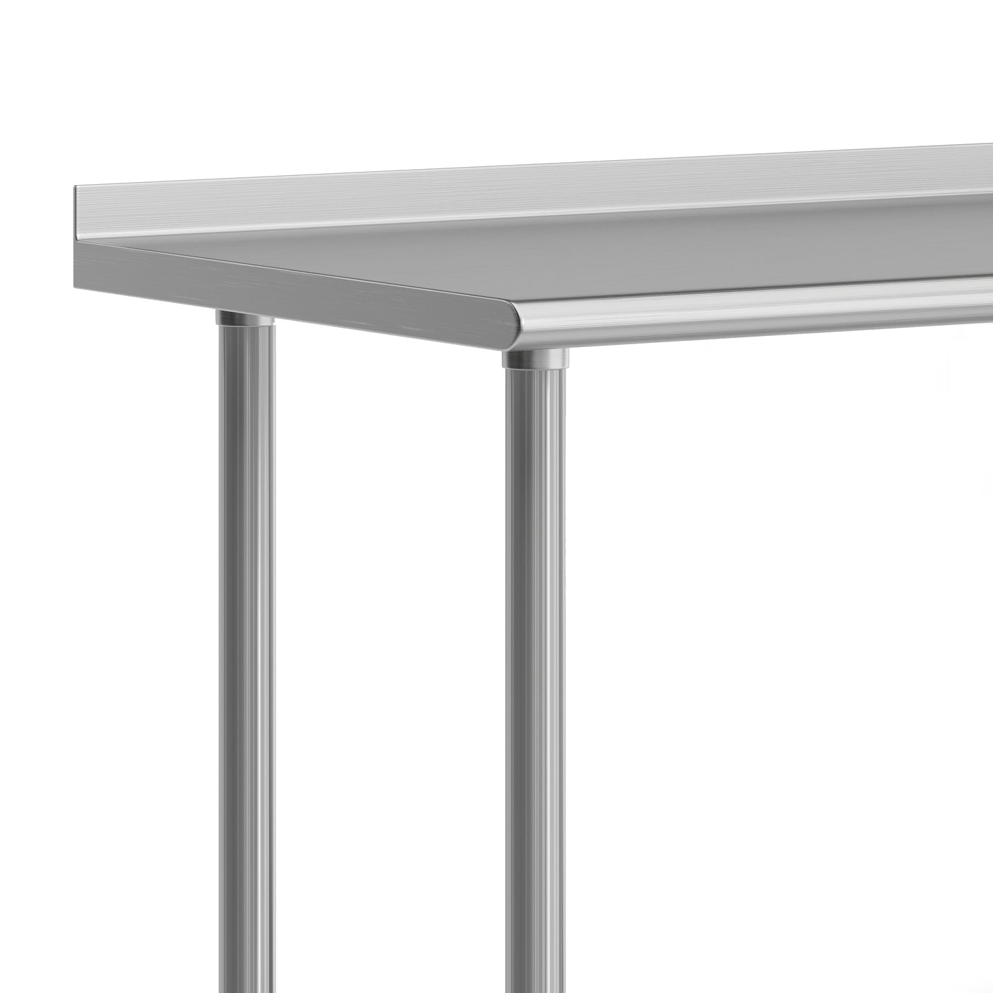 Rawcliffe Stainless Steel 18 Gauge NSF Cert. Portable Prep and Work Table with 1.5" Backsplash, Undershelf and 2 Locking Casters- 48"W x 24"D x 36"H Stainless Steel