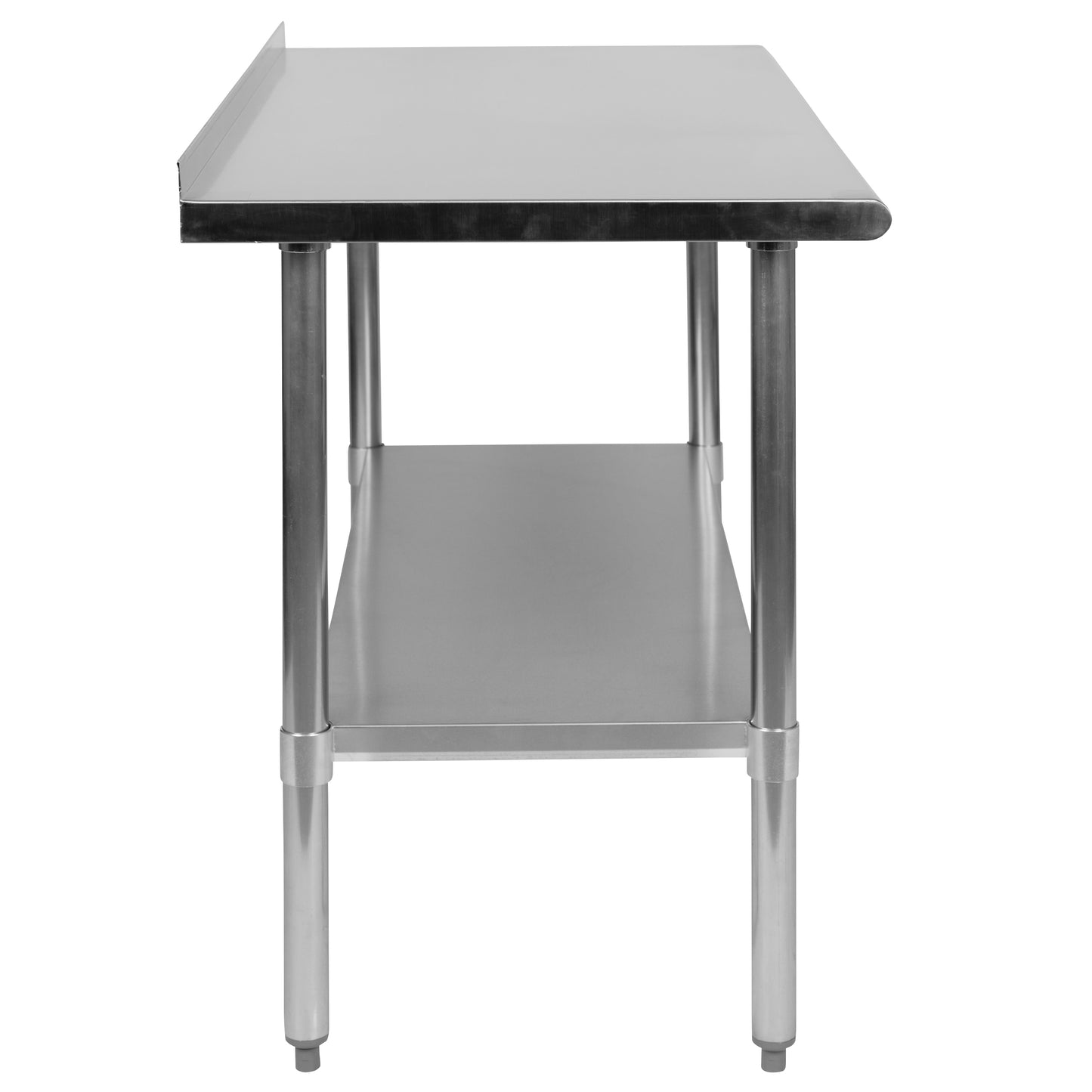 Rawcliffe Stainless Steel 18 Gauge Prep and Work Table with 1.5" Backsplash and Undershelf - NSF Certified - 48"W x 24"D x 36"H Stainless Steel