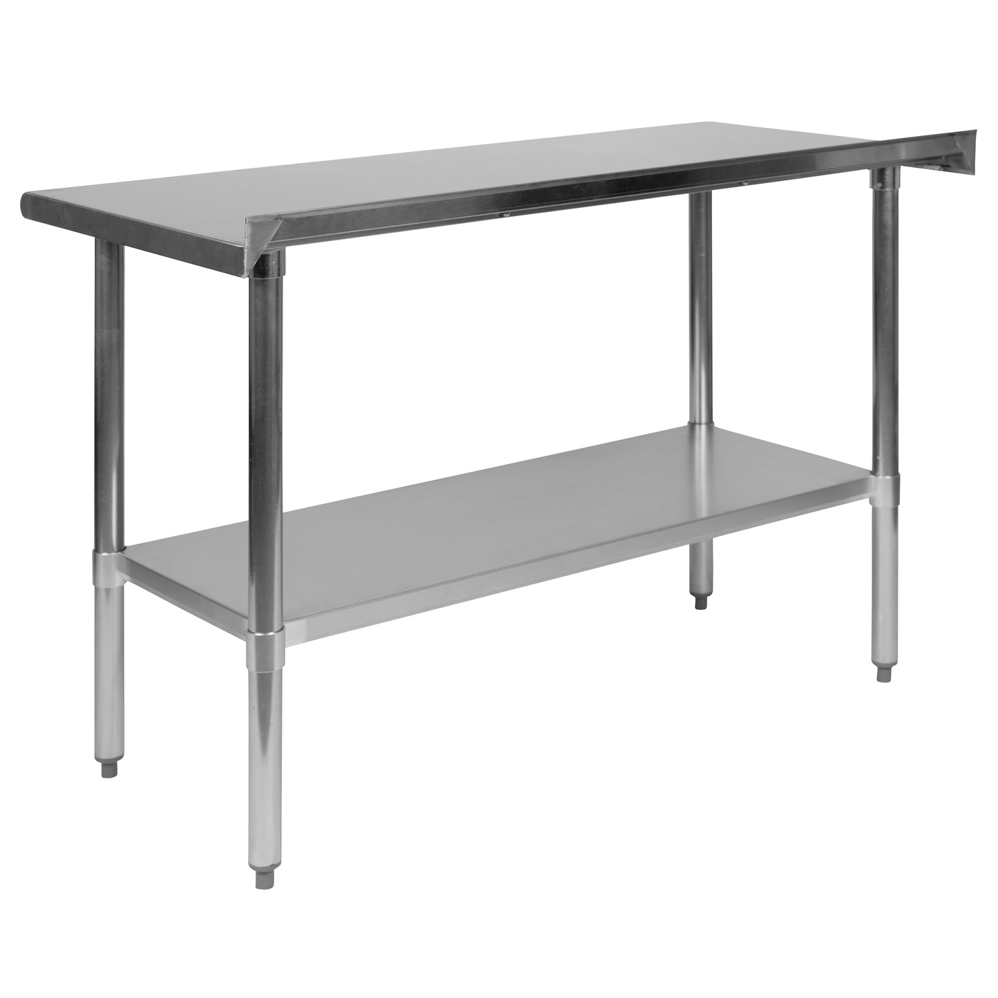 Rawcliffe Stainless Steel 18 Gauge Prep and Work Table with 1.5" Backsplash and Undershelf - NSF Certified - 48"W x 24"D x 36"H Stainless Steel