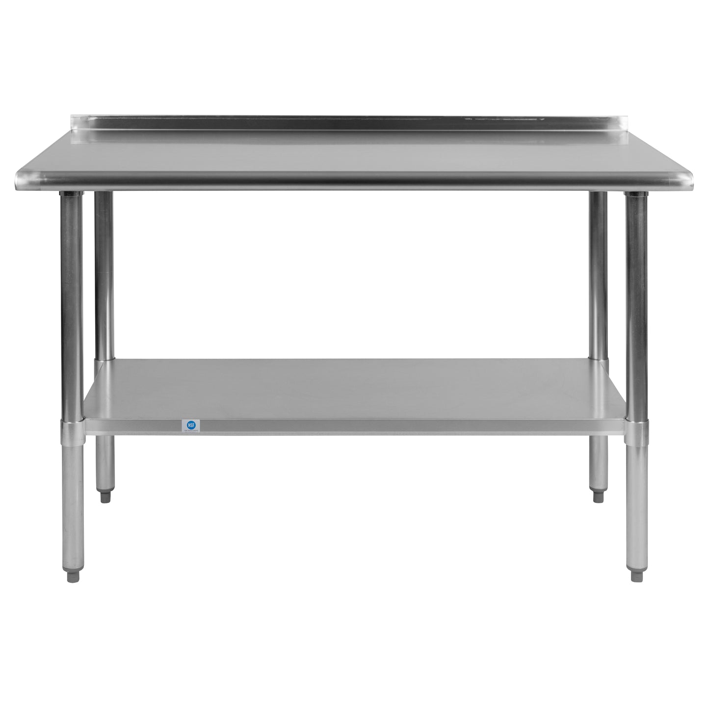 Rawcliffe Stainless Steel 18 Gauge Prep and Work Table with 1.5" Backsplash and Undershelf - NSF Certified - 48"W x 24"D x 36"H Stainless Steel