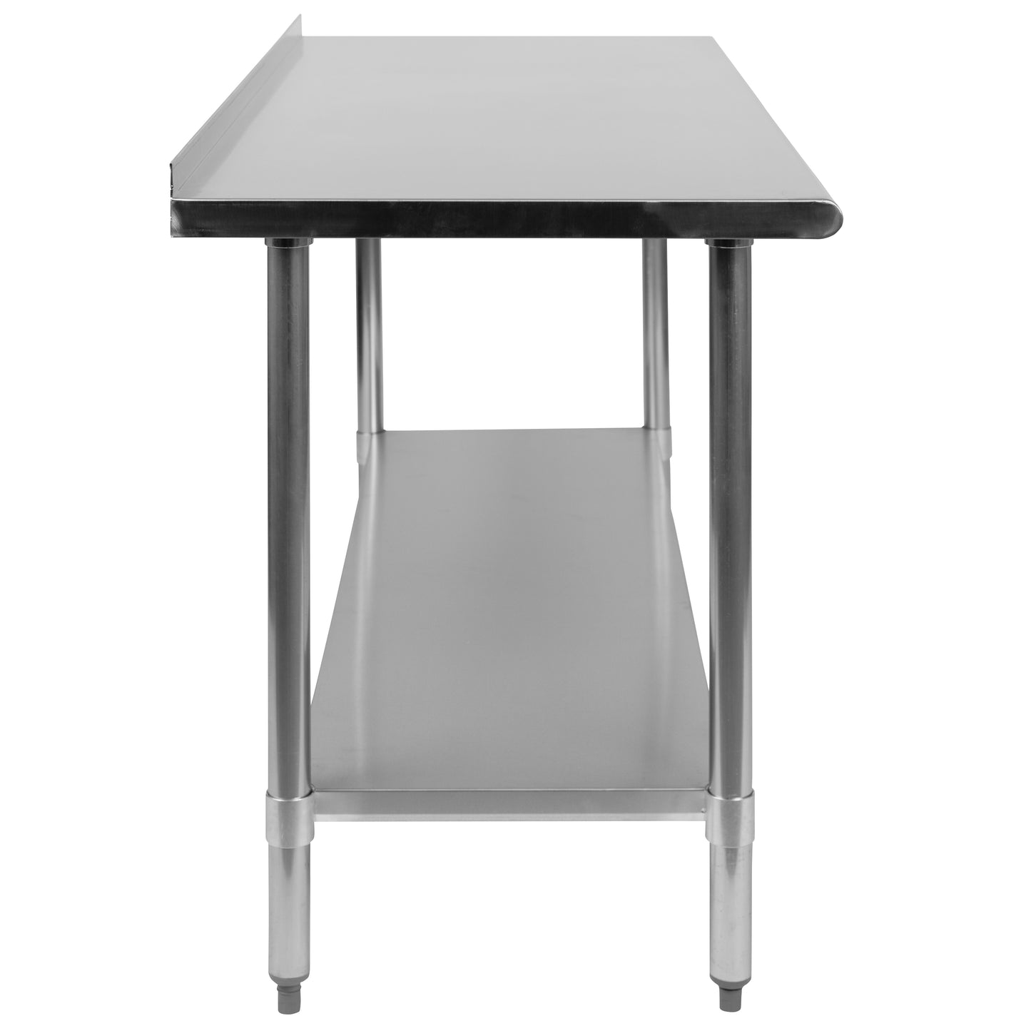 Reese Stainless Steel 18 Gauge Prep and Work Table with 1.5" Backsplash and Undershelf - NSF Certified - 60"W x 24"D x 36"H Stainless Steel
