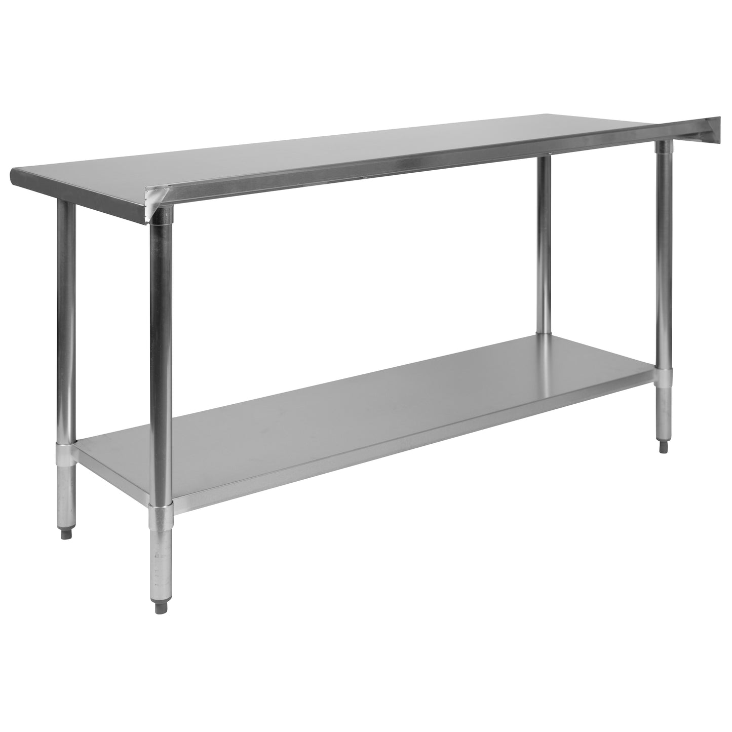 Reese Stainless Steel 18 Gauge Prep and Work Table with 1.5" Backsplash and Undershelf - NSF Certified - 60"W x 24"D x 36"H Stainless Steel