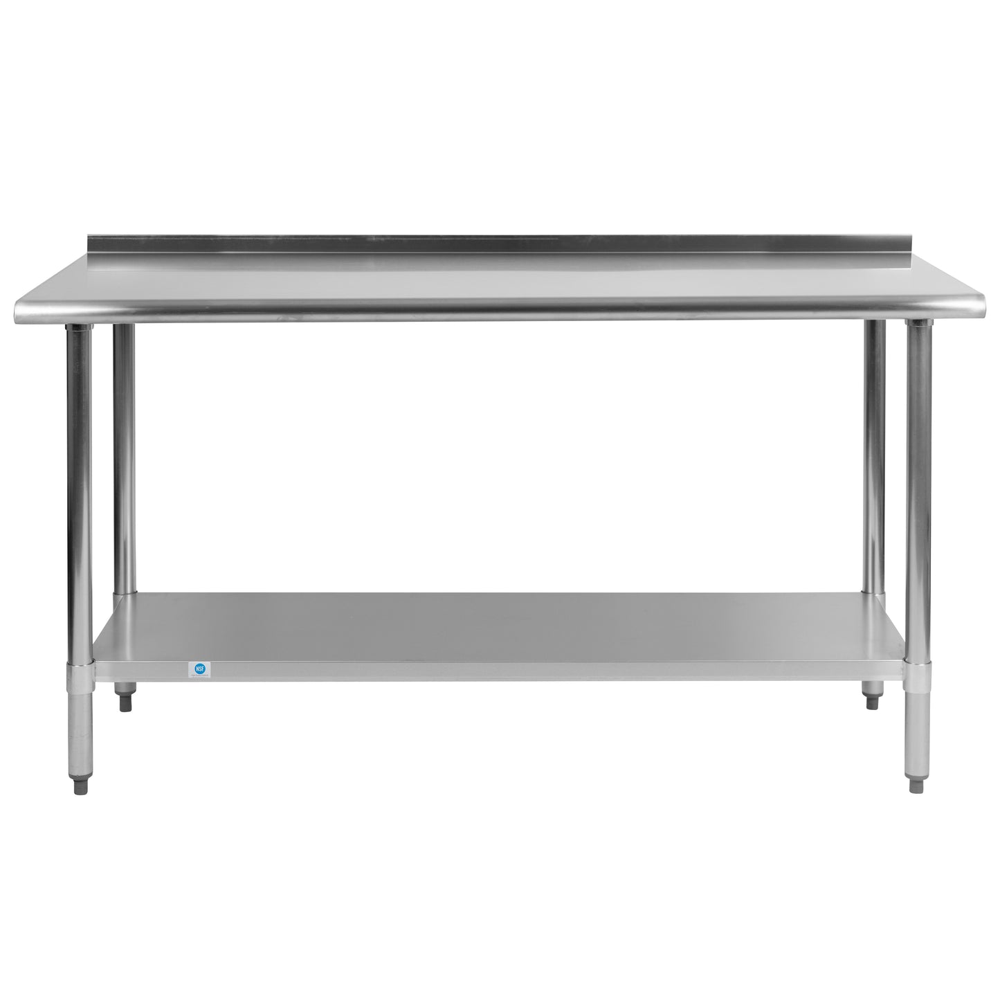 Reese Stainless Steel 18 Gauge Prep and Work Table with 1.5" Backsplash and Undershelf - NSF Certified - 60"W x 24"D x 36"H Stainless Steel