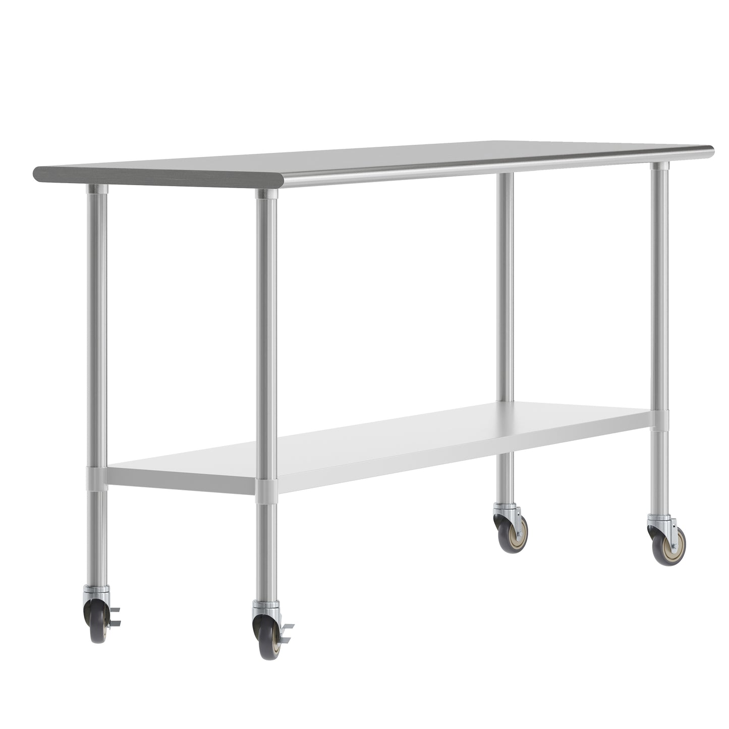 Reese 24x72 Portable Prep and Work Table with NSF Certified 18 Gauge Stainless Steel Top Shelf, Galvanized Steel Undershelf, 4 Casters with 2 Locking Stainless Steel