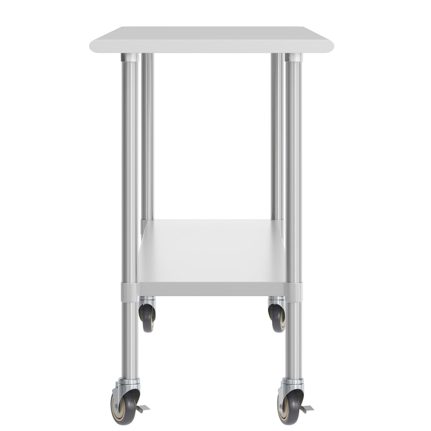 Reese 24x72 Portable Prep and Work Table with NSF Certified 18 Gauge Stainless Steel Top Shelf, Galvanized Steel Undershelf, 4 Casters with 2 Locking Stainless Steel