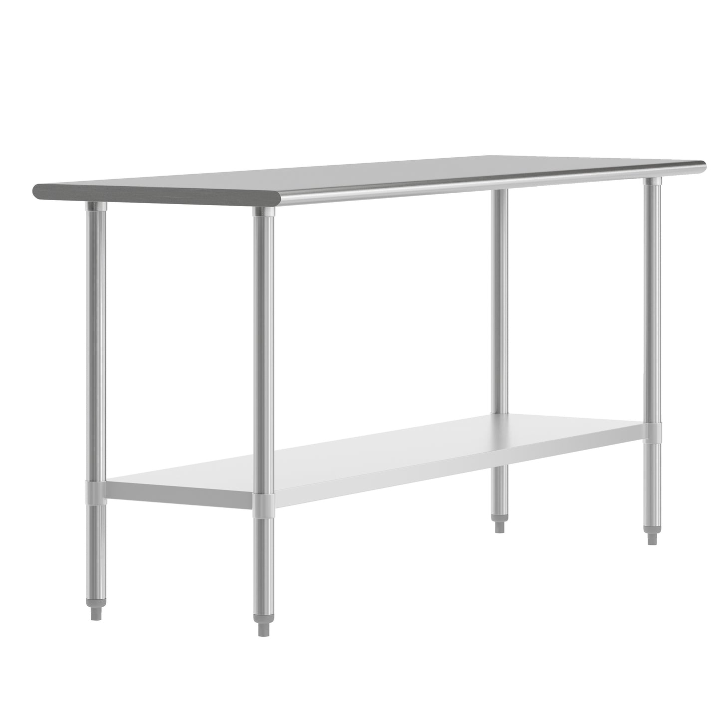 Reese 24x72 Portable Prep and Work Table with NSF Certified 18 Gauge Stainless Steel Top Shelf and Adjustable Galvanized Steel Undershelf Stainless Steel