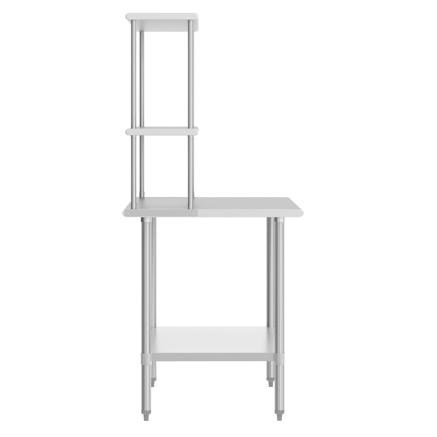 Reese 24x72 Portable Prep and Work Table with NSF Certified 18 Gauge Stainless Steel Top Shelf and Double Overshelves and Galvanized Steel Undershelf Stainless Steel