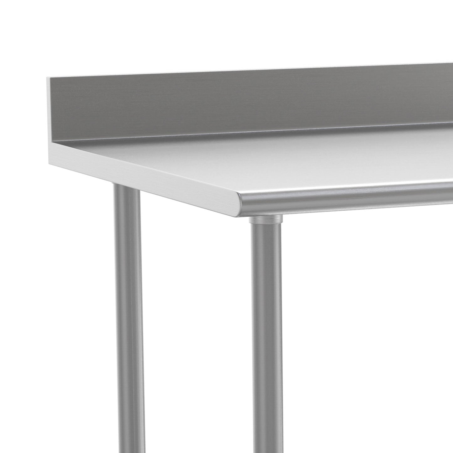 Reese Commercial Grade 430 Stainless Steel 18 Gauge NSF Certified 30" x 36" Kitchen Prep and Work Table with Adjustable Shelf and 4" Backsplash Stainless Steel