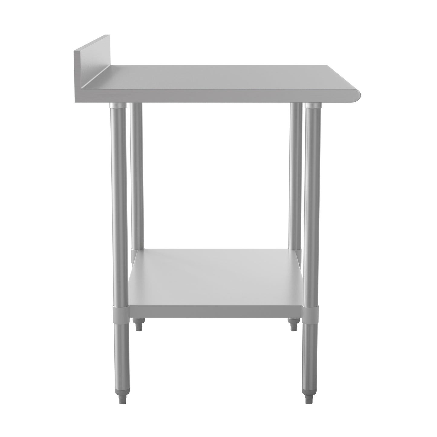 Reese Commercial Grade 430 Stainless Steel 18 Gauge NSF Certified 30" x 36" Kitchen Prep and Work Table with Adjustable Shelf and 4" Backsplash Stainless Steel
