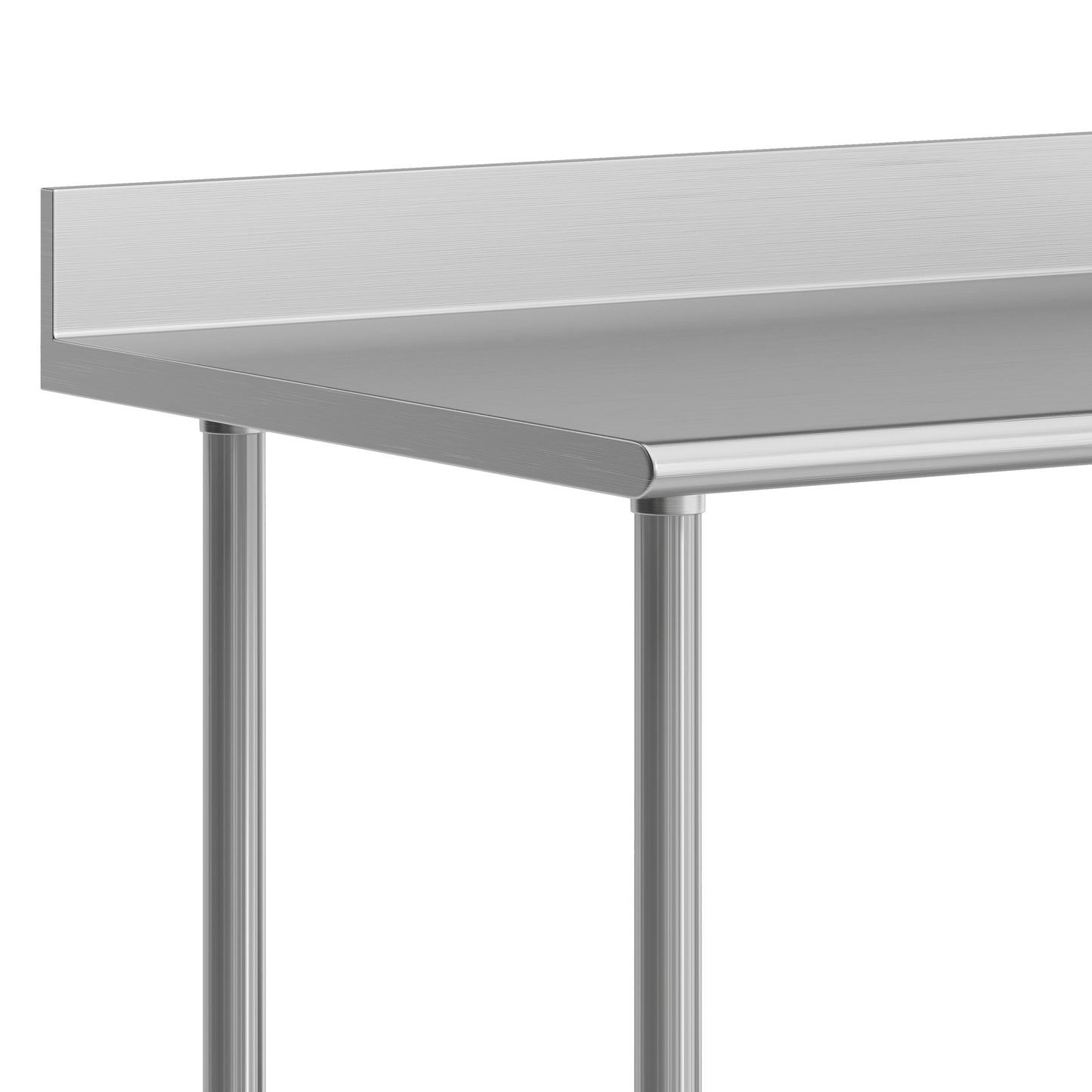 Reese 30" x 48" Prep and Work Table with NSF Certified Stainless Steel Top Shelf, 4" Backsplash, Adjustable Galvanized Steel Undershelf, 4 Casters Stainless Steel