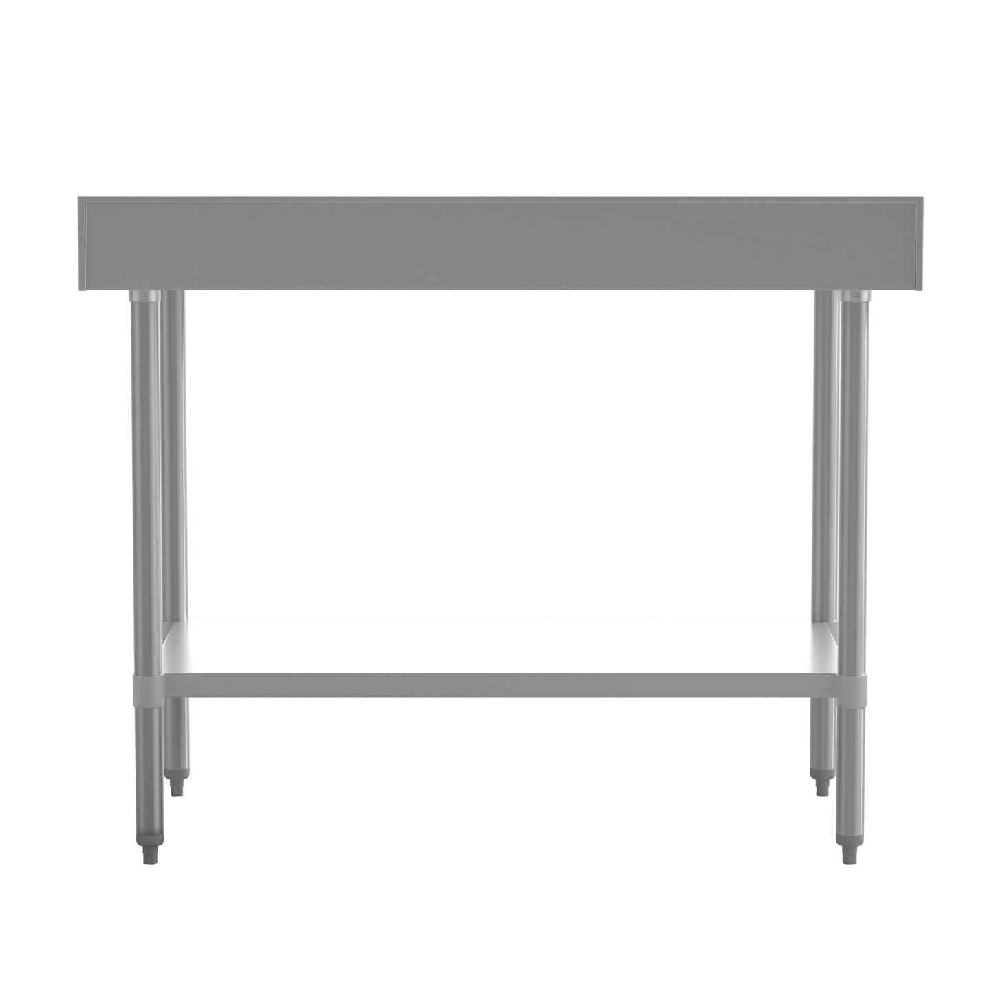 Reese Commercial Grade 430 Stainless Steel 18 Gauge NSF Certified 30" x 48" Kitchen Prep and Work Table with Adjustable Shelf and 4" Backsplash Stainless Steel