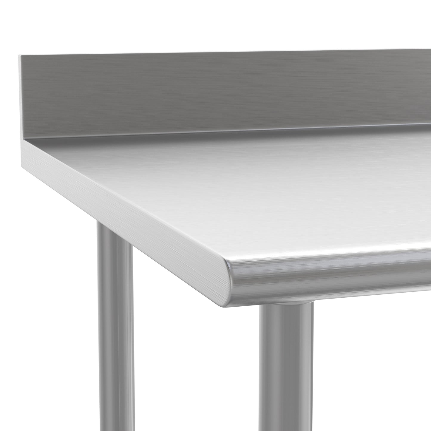 Reese Commercial Grade 430 Stainless Steel 18 Gauge NSF Certified 30" x 48" Kitchen Prep and Work Table with Adjustable Shelf and 4" Backsplash Stainless Steel