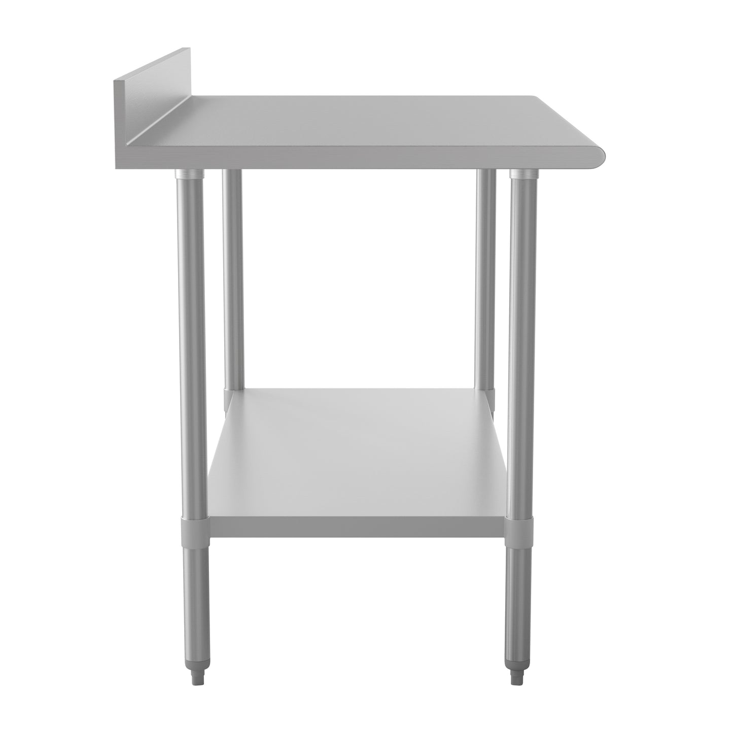 Reese Commercial Grade 430 Stainless Steel 18 Gauge NSF Certified 30" x 48" Kitchen Prep and Work Table with Adjustable Shelf and 4" Backsplash Stainless Steel