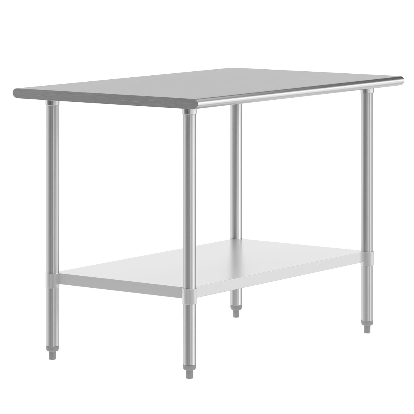 Reese 30x48 Portable Prep and Work Table with NSF Certified 18 Gauge Stainless Steel Top Shelf and Adjustable Galvanized Steel Undershelf Stainless Steel