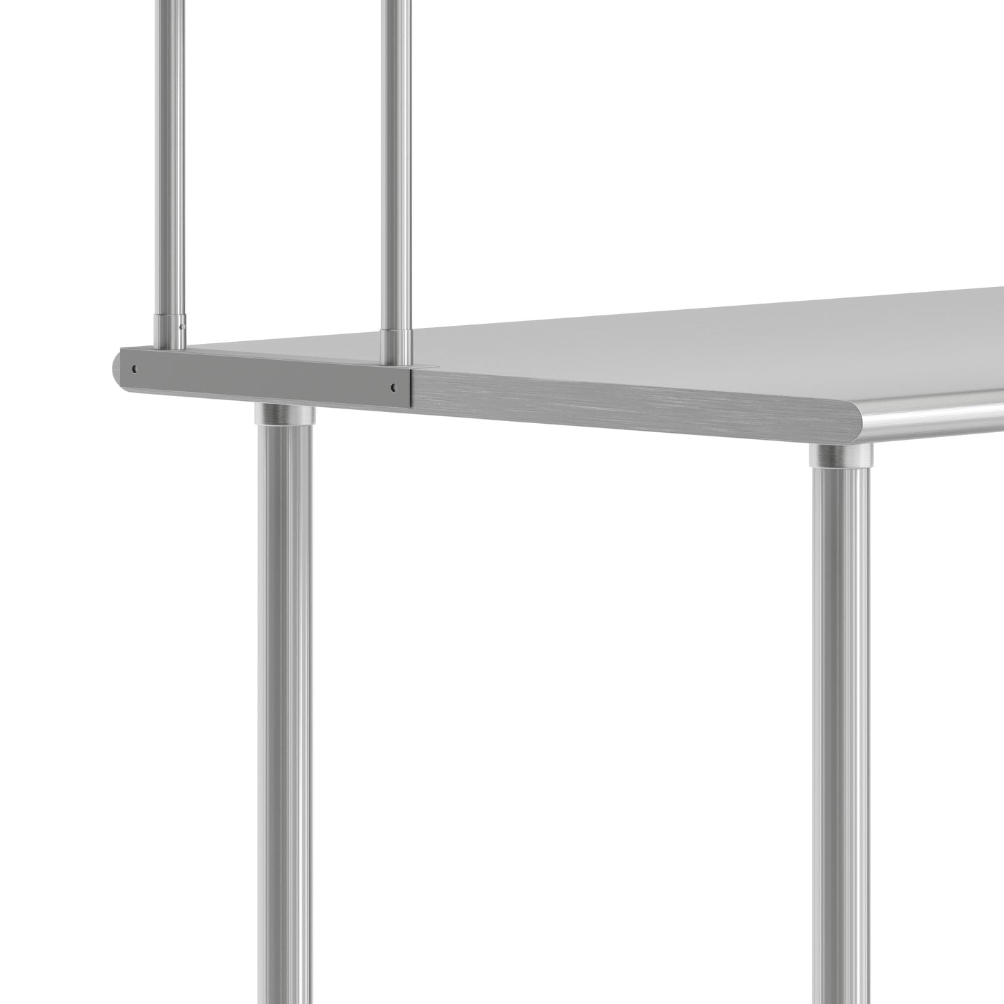 Reese 30x48 Portable Prep and Work Table with NSF Certified 18 Gauge Stainless Steel Top Shelf and Double Overshelves and Galvanized Steel Undershelf Stainless Steel