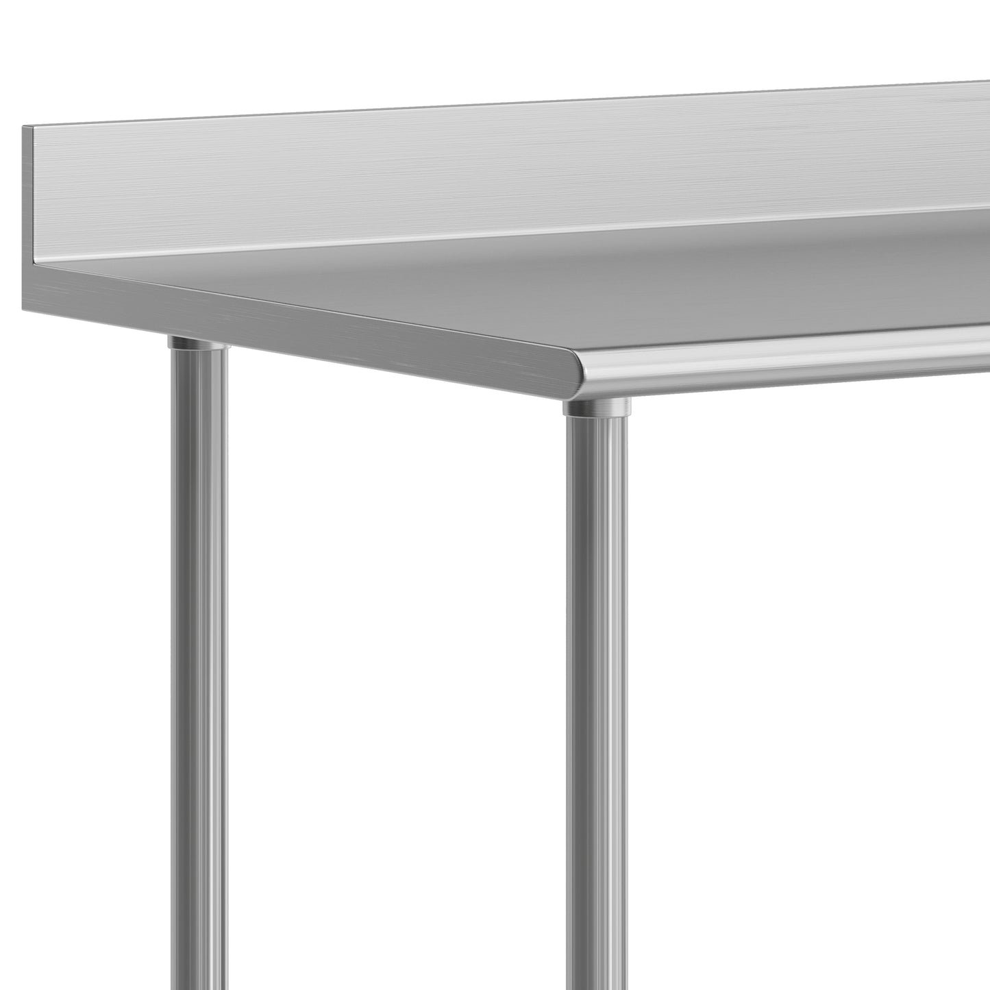 Reese 30" x 60" Prep and Work Table with NSF Certified Stainless Steel Top Shelf, 4" Backsplash, Adjustable Galvanized Steel Undershelf, 4 Casters Stainless Steel