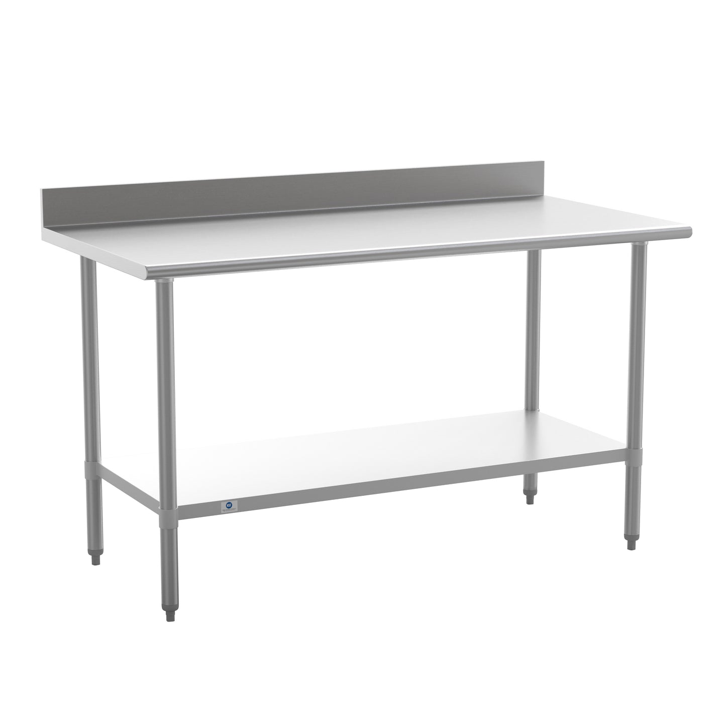 Reese Commercial Grade 430 Stainless Steel 18 Gauge NSF Certified 30" x 60" Kitchen Prep and Work Table with Adjustable Shelf and 4" Backsplash Stainless Steel