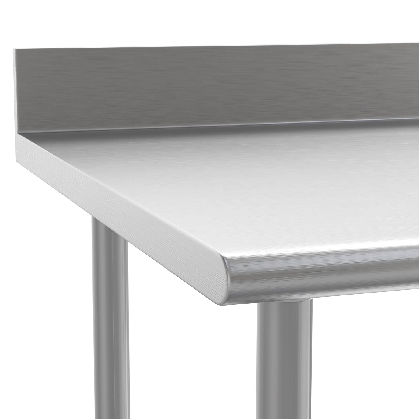 Reese Commercial Grade 430 Stainless Steel 18 Gauge NSF Certified 30" x 60" Kitchen Prep and Work Table with Adjustable Shelf and 4" Backsplash Stainless Steel