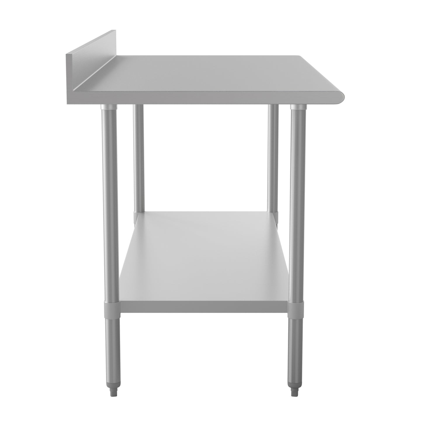 Reese Commercial Grade 430 Stainless Steel 18 Gauge NSF Certified 30" x 60" Kitchen Prep and Work Table with Adjustable Shelf and 4" Backsplash Stainless Steel