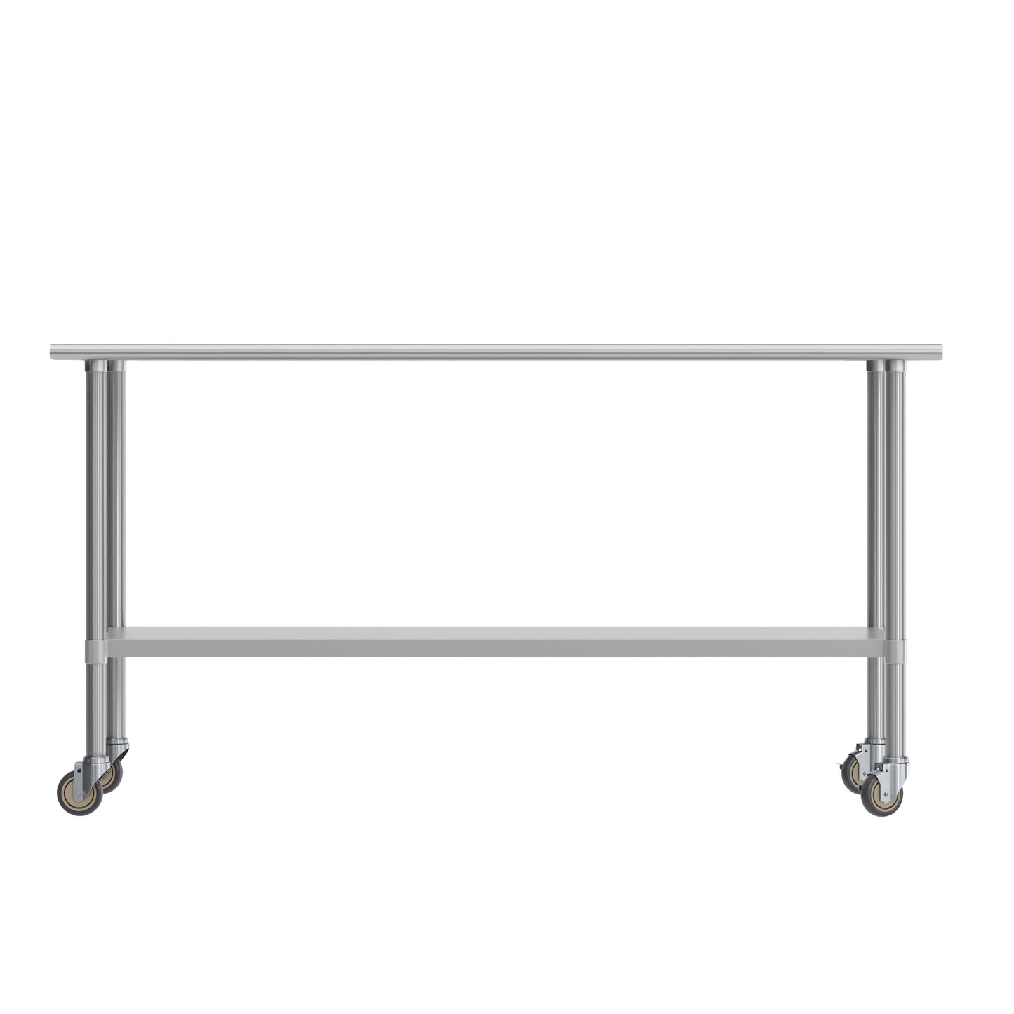 Reader Portable Prep and Work Table with NSF Certified 18 Gauge Stainless Steel Top Shelf, Galvanized Steel Undershelf and 4 Casters with 2 Locking Stainless Steel
