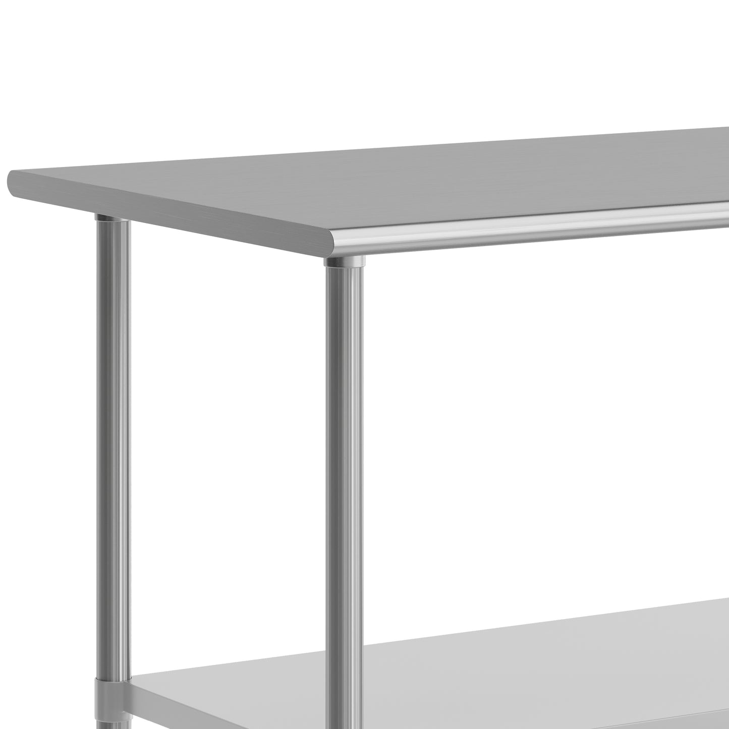 Reader Portable Prep and Work Table with NSF Certified 18 Gauge Stainless Steel Top Shelf, Galvanized Steel Undershelf and 4 Casters with 2 Locking Stainless Steel