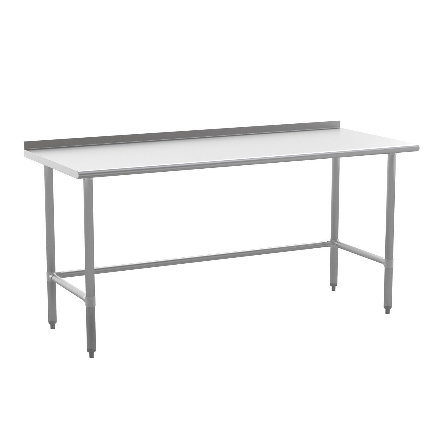 Reese Commercial Grade 430 Stainless Steel 18 Gauge NSF Certified Open Base Kitchen Prep and Work Table with 1.5" Backsplash Stainless Steel