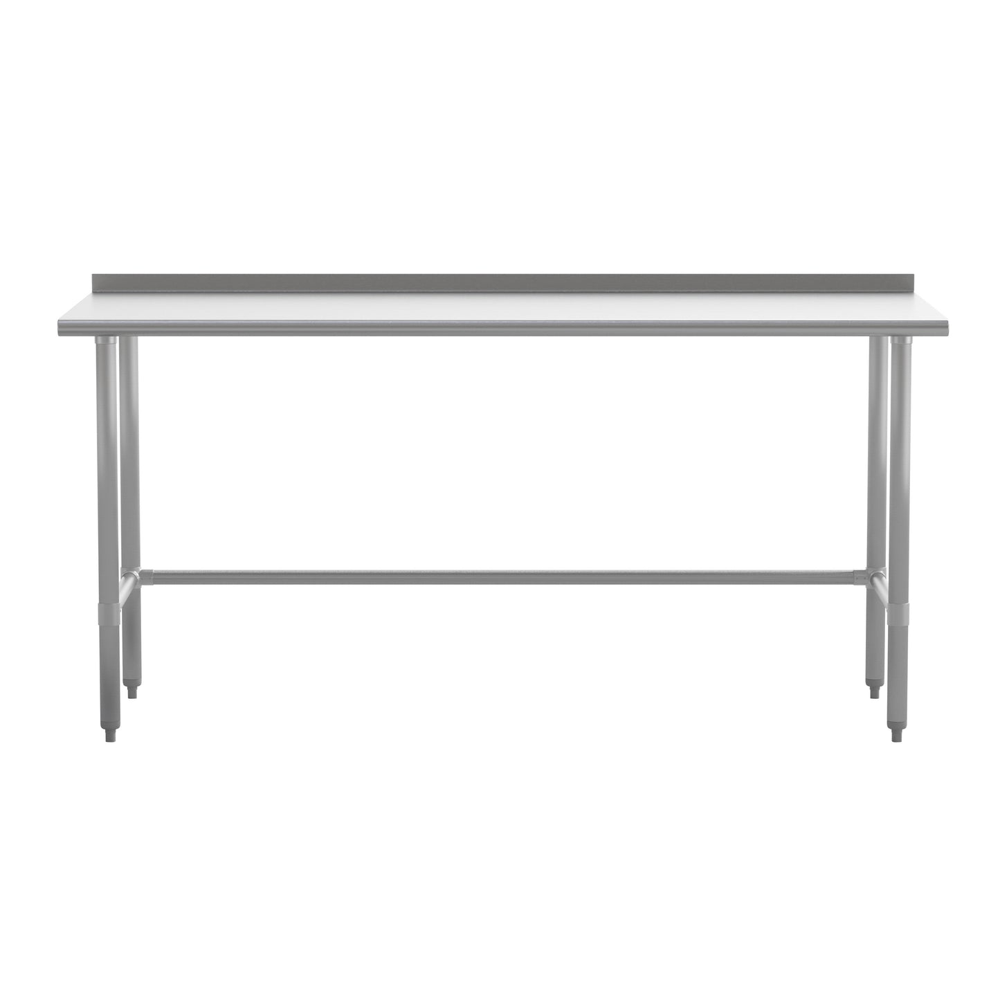 Reese Commercial Grade 430 Stainless Steel 18 Gauge NSF Certified Open Base Kitchen Prep and Work Table with 1.5" Backsplash Stainless Steel