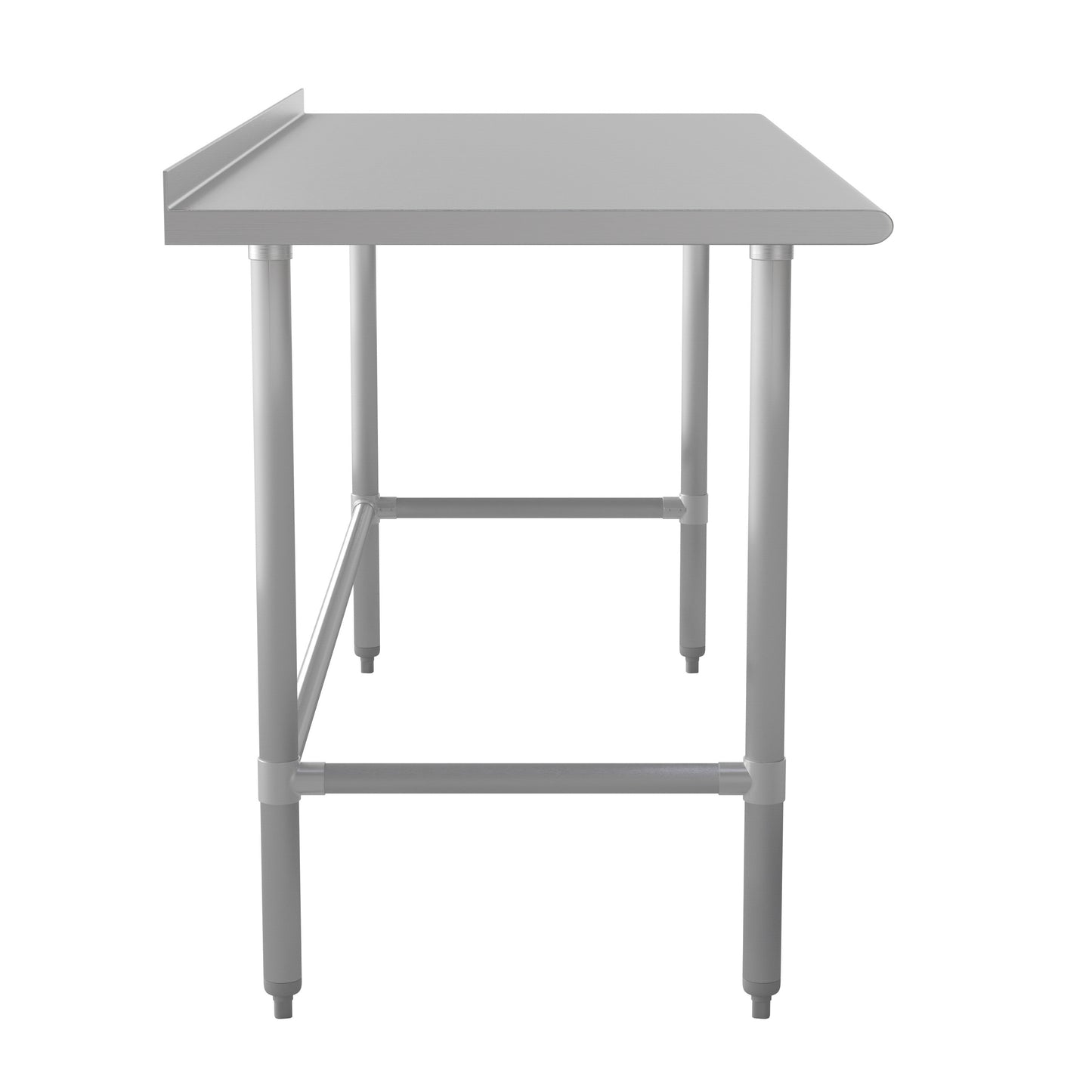 Reese Commercial Grade 430 Stainless Steel 18 Gauge NSF Certified Open Base Kitchen Prep and Work Table with 1.5" Backsplash Stainless Steel