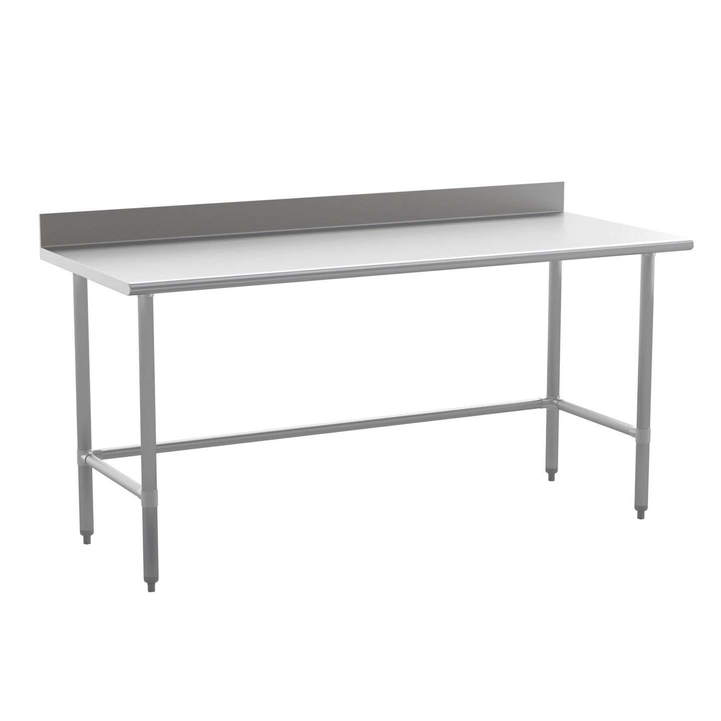 Reese Commercial Grade 430 Stainless Steel 18 Gauge NSF Certified Open Base Kitchen Prep and Work Table with 4" Backsplash Stainless Steel