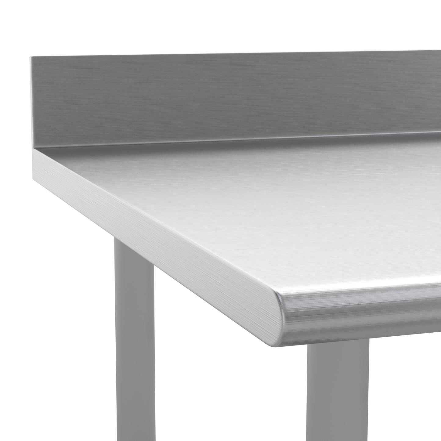 Reese Commercial Grade 430 Stainless Steel 18 Gauge NSF Certified Open Base Kitchen Prep and Work Table with 4" Backsplash Stainless Steel