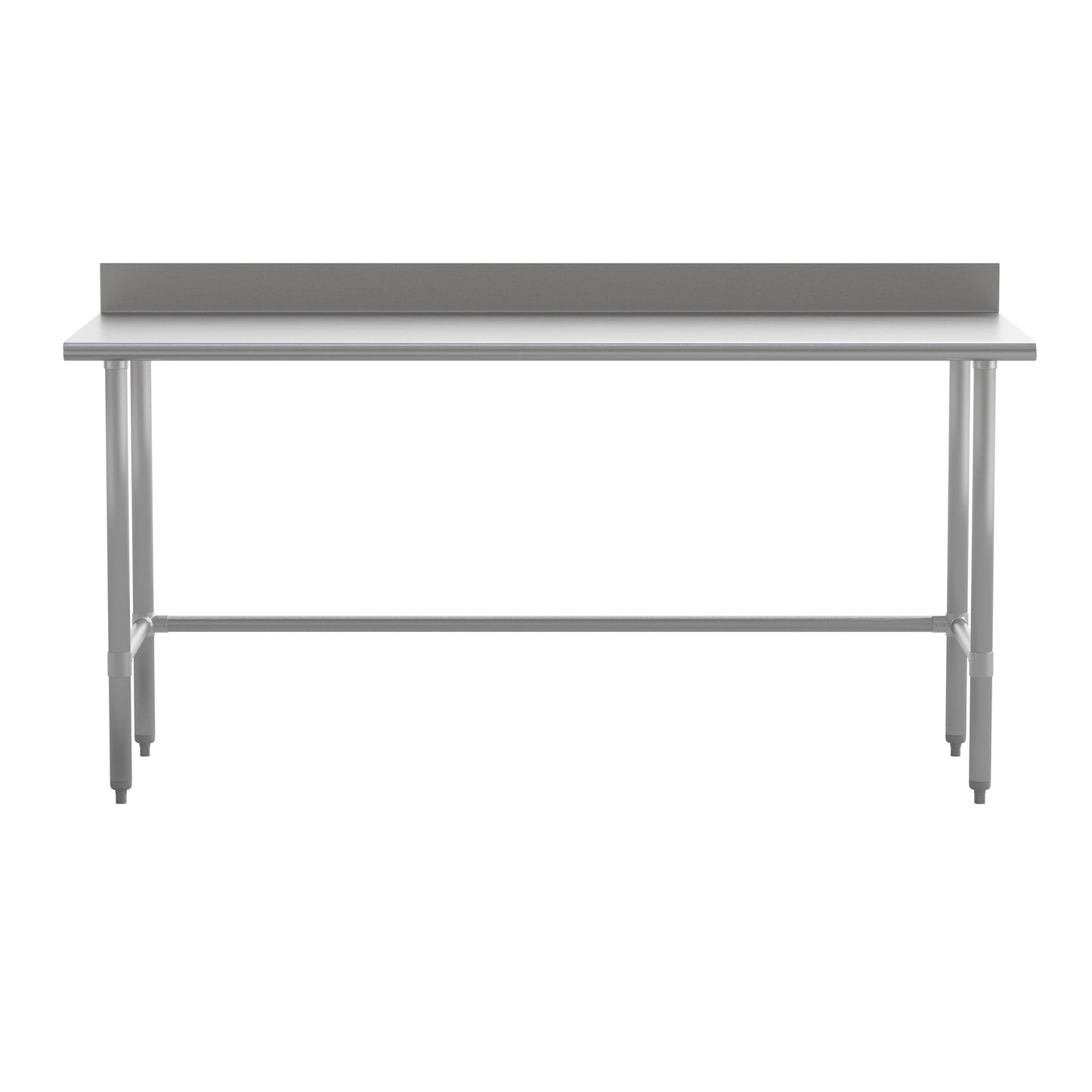Reese Commercial Grade 430 Stainless Steel 18 Gauge NSF Certified Open Base Kitchen Prep and Work Table with 4" Backsplash Stainless Steel
