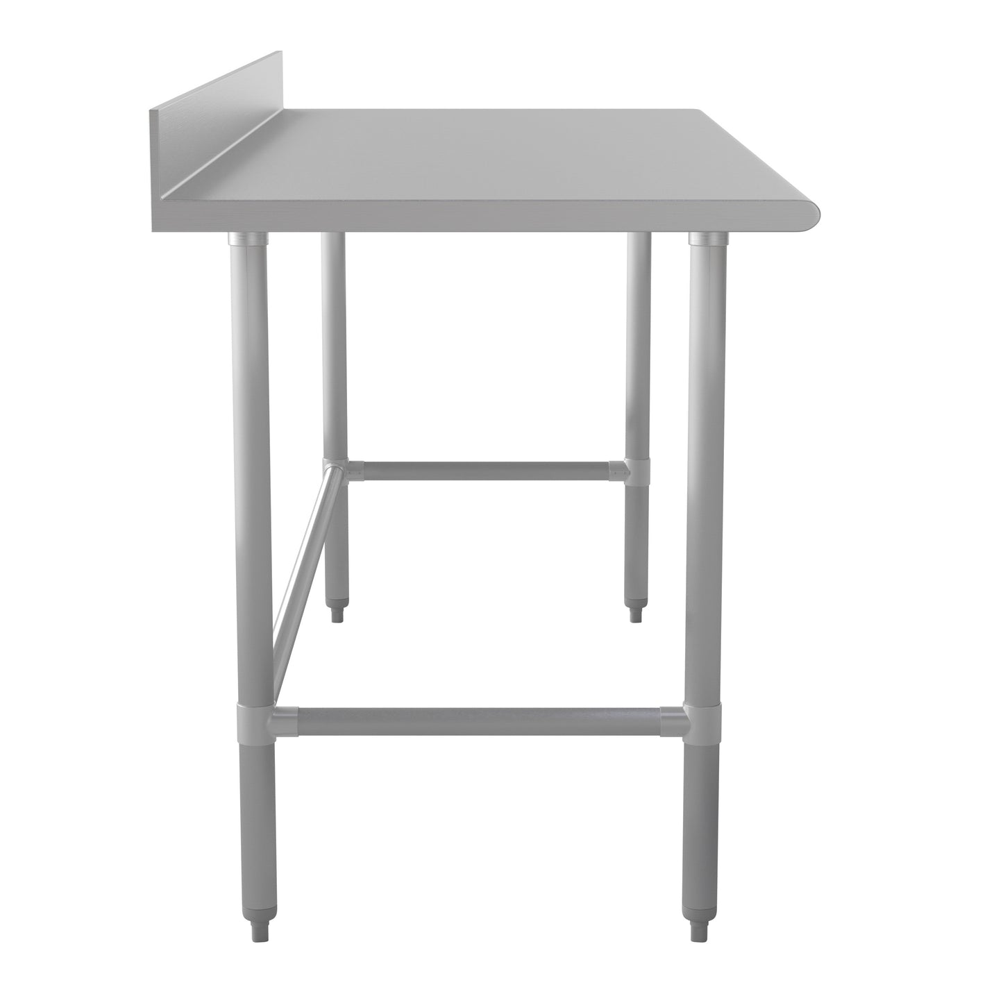 Reese Commercial Grade 430 Stainless Steel 18 Gauge NSF Certified Open Base Kitchen Prep and Work Table with 4" Backsplash Stainless Steel