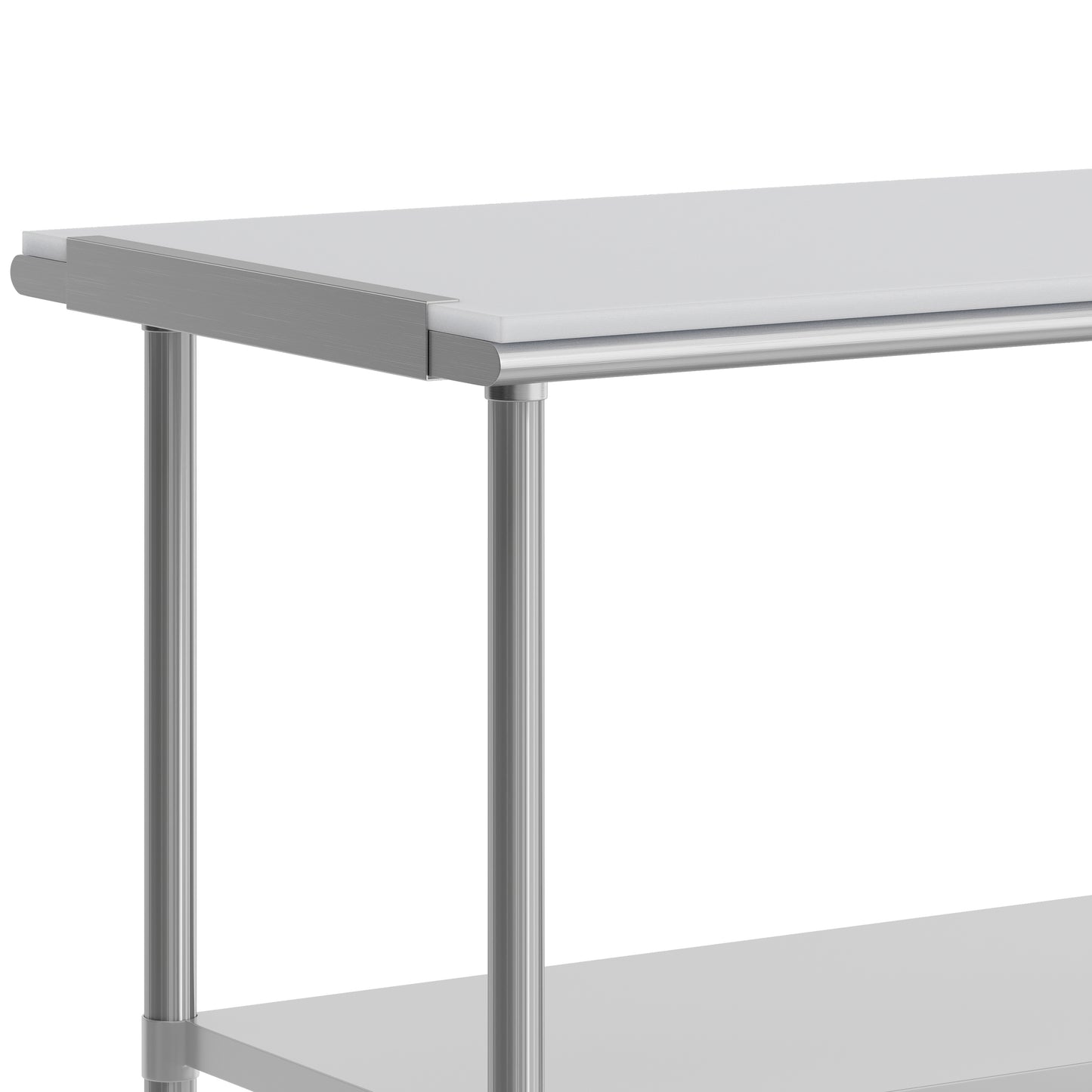 Reader Portable Prep and Work Table with NSF Certified 18 Gauge Stainless Steel Top Shelf with Poly Cutting Board and Galvanized Steel Undershelf Stainless Steel