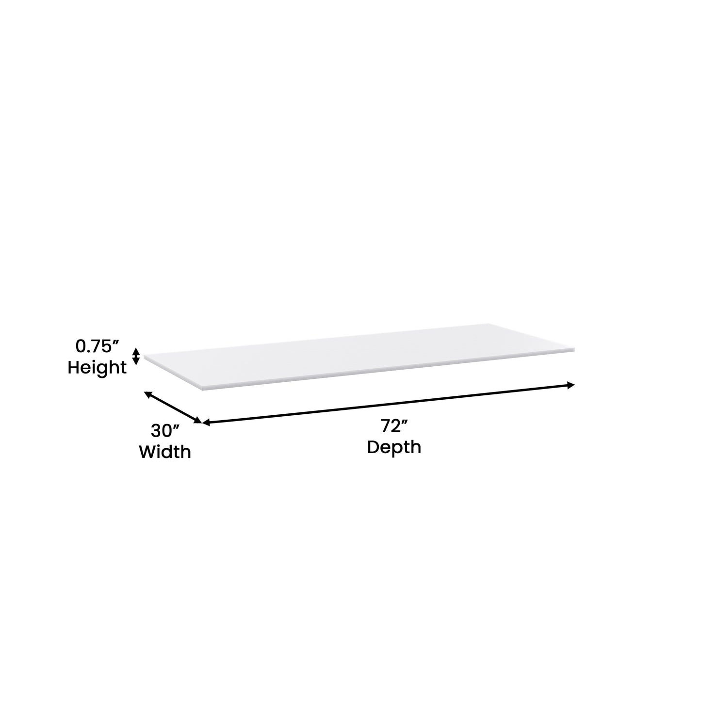 Denton Commercial Grade NSF Certified High-Pressure 0.75" Thick Poly Top Cutting Board with Brackets for Kitchen Tabletop White