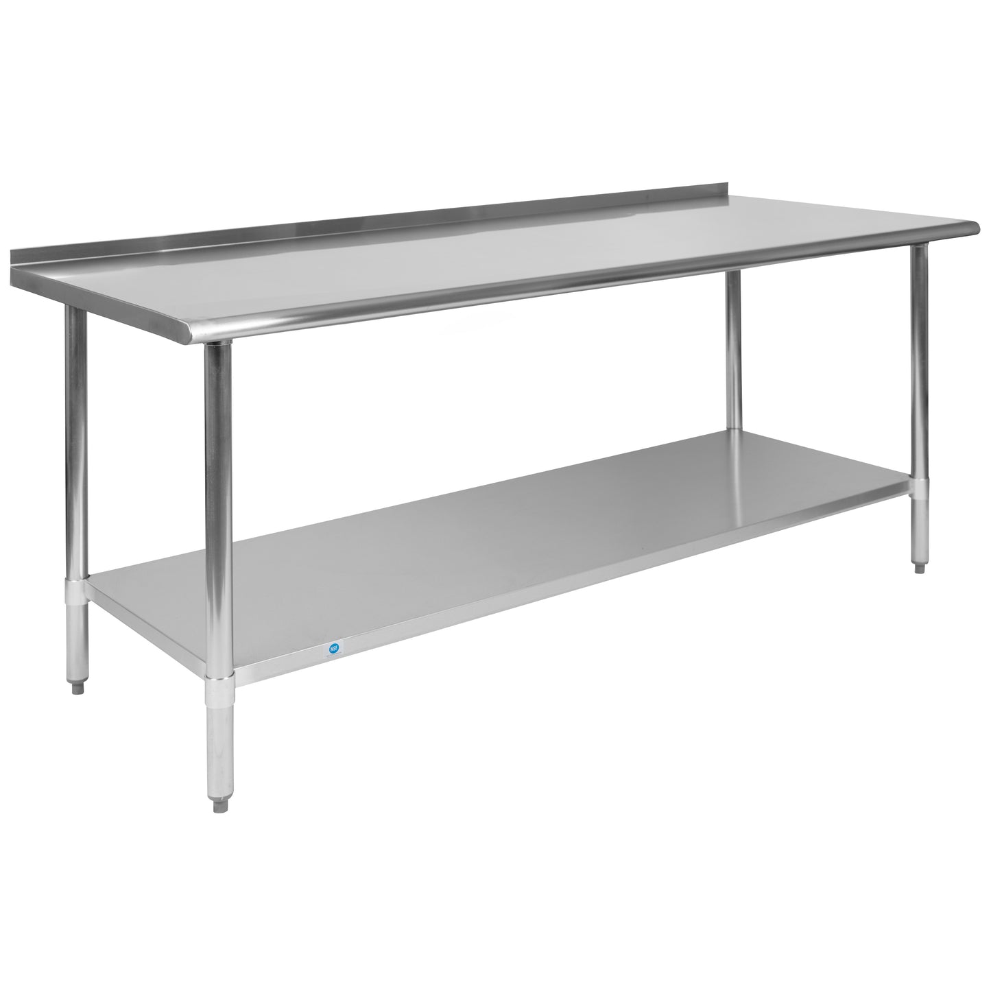 Reader Stainless Steel 18 Gauge Prep and Work Table with 1.5" Backsplash and Undershelf - NSF Certified - 72"W x 30"D x 36"H Stainless Steel