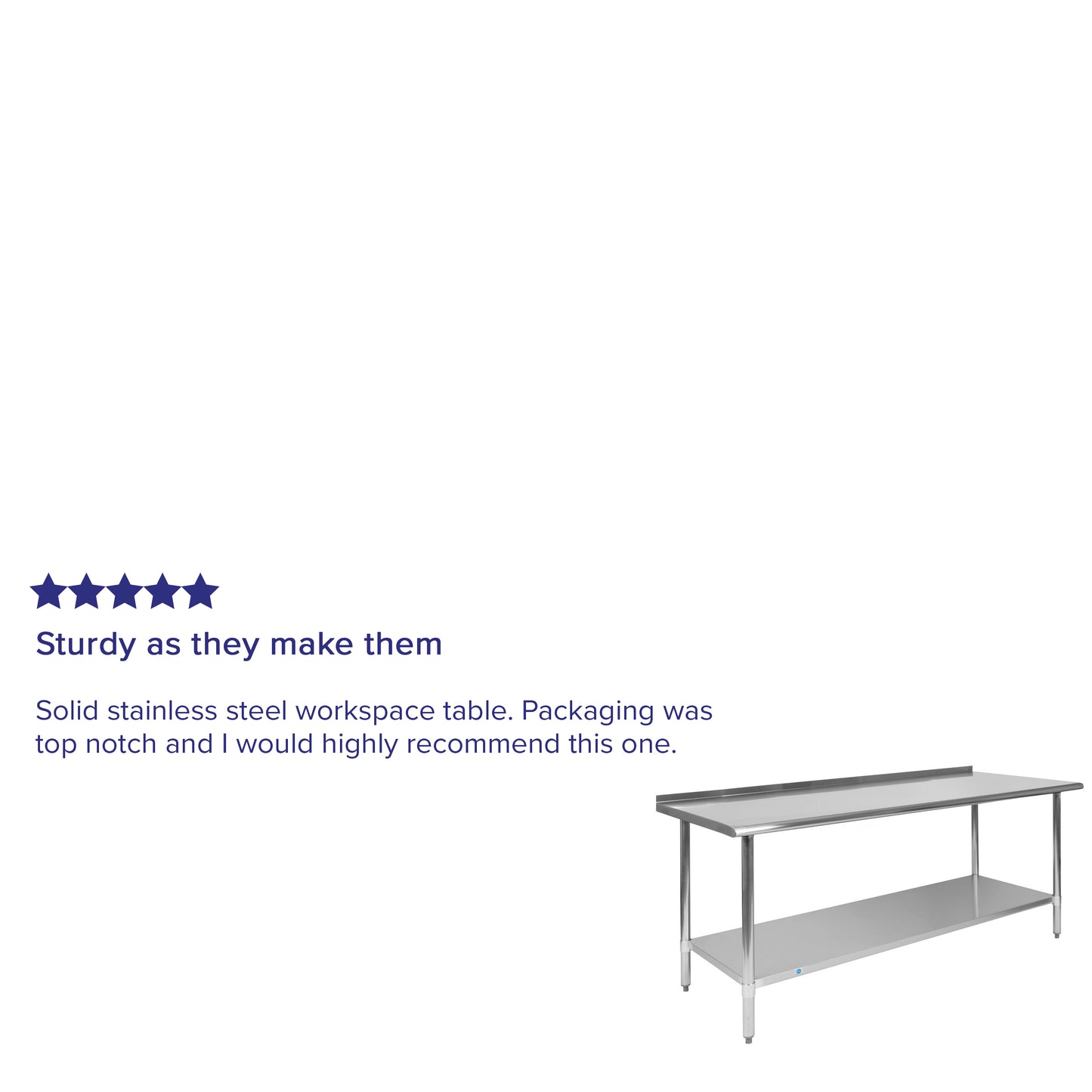 Reader Stainless Steel 18 Gauge Prep and Work Table with 1.5" Backsplash and Undershelf - NSF Certified - 72"W x 30"D x 36"H Stainless Steel