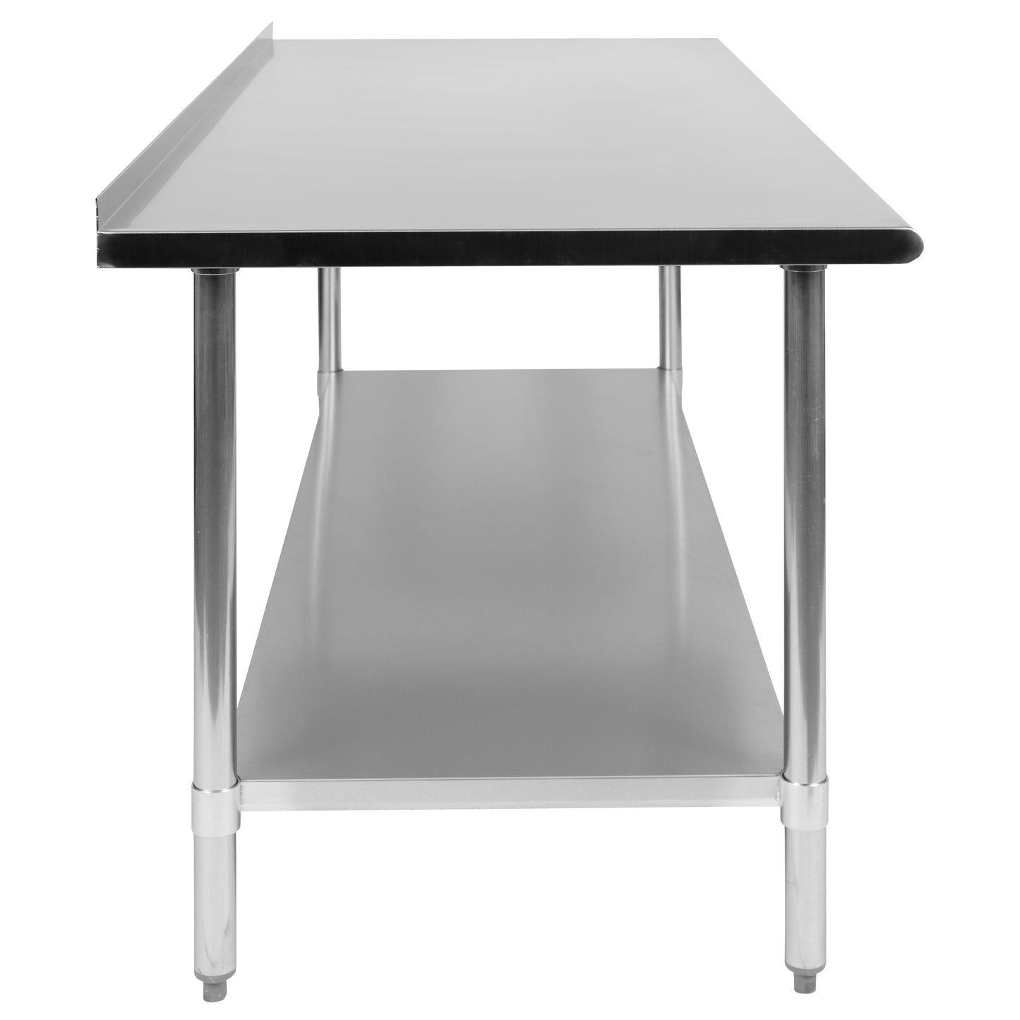 Reader Stainless Steel 18 Gauge Prep and Work Table with 1.5" Backsplash and Undershelf - NSF Certified - 72"W x 30"D x 36"H Stainless Steel