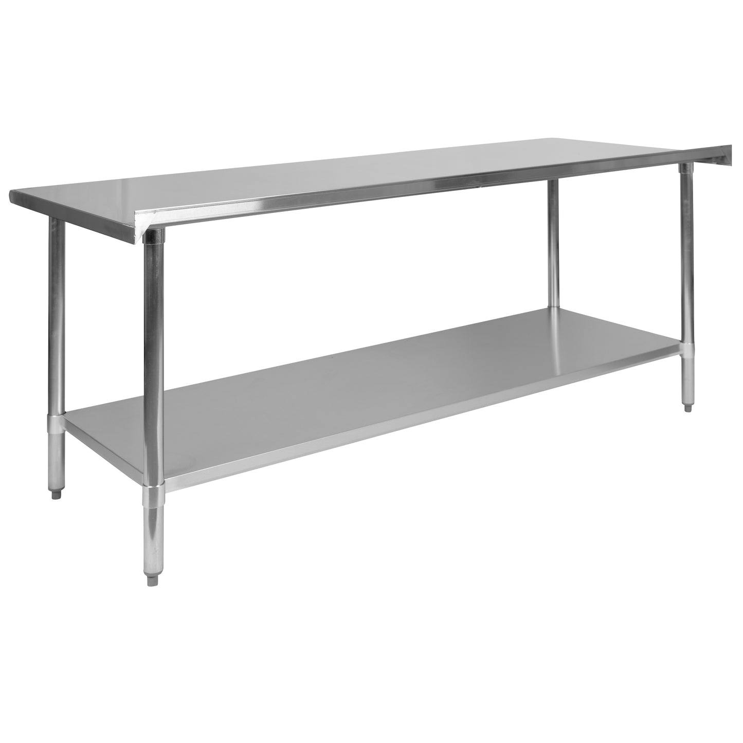 Reader Stainless Steel 18 Gauge Prep and Work Table with 1.5" Backsplash and Undershelf - NSF Certified - 72"W x 30"D x 36"H Stainless Steel