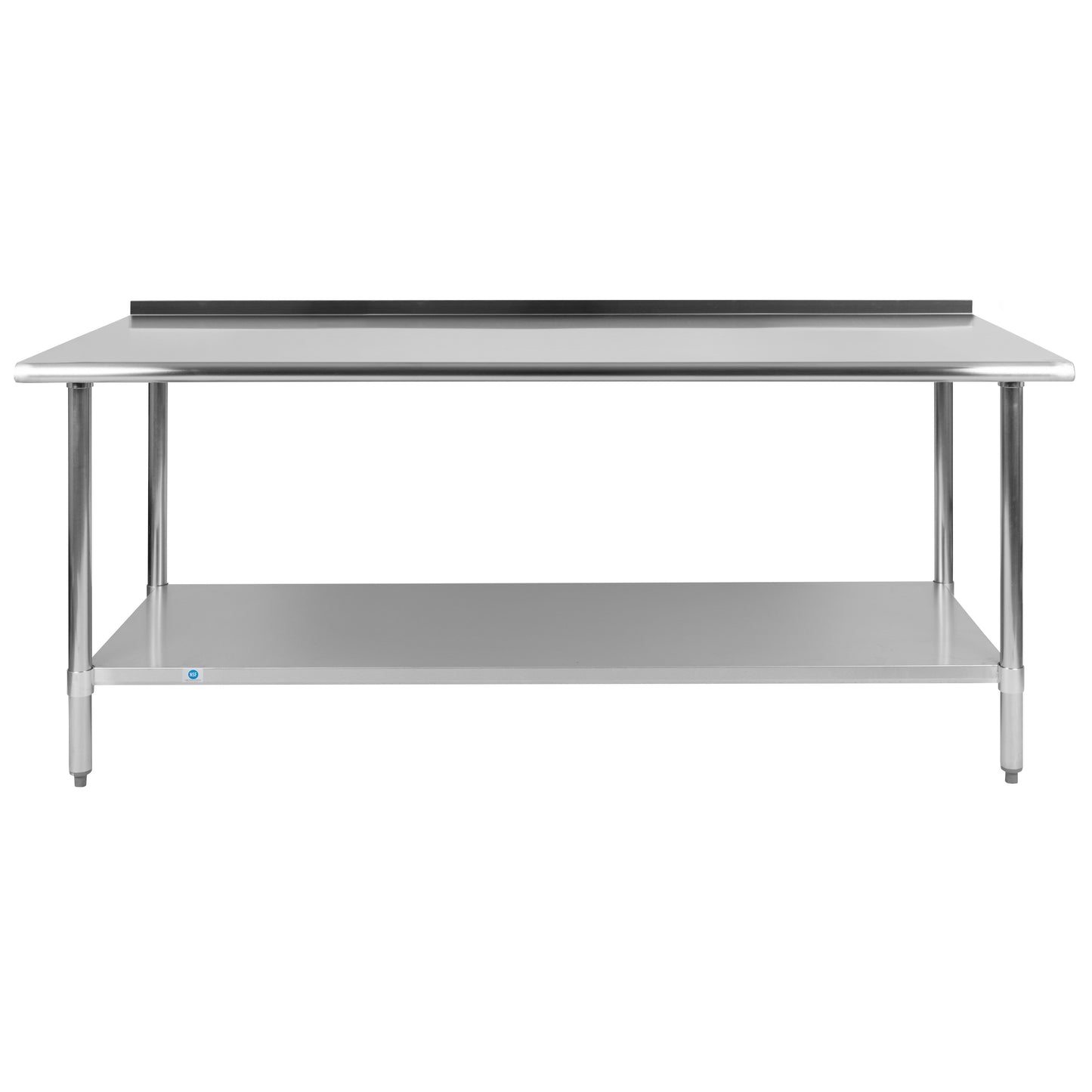 Reader Stainless Steel 18 Gauge Prep and Work Table with 1.5" Backsplash and Undershelf - NSF Certified - 72"W x 30"D x 36"H Stainless Steel