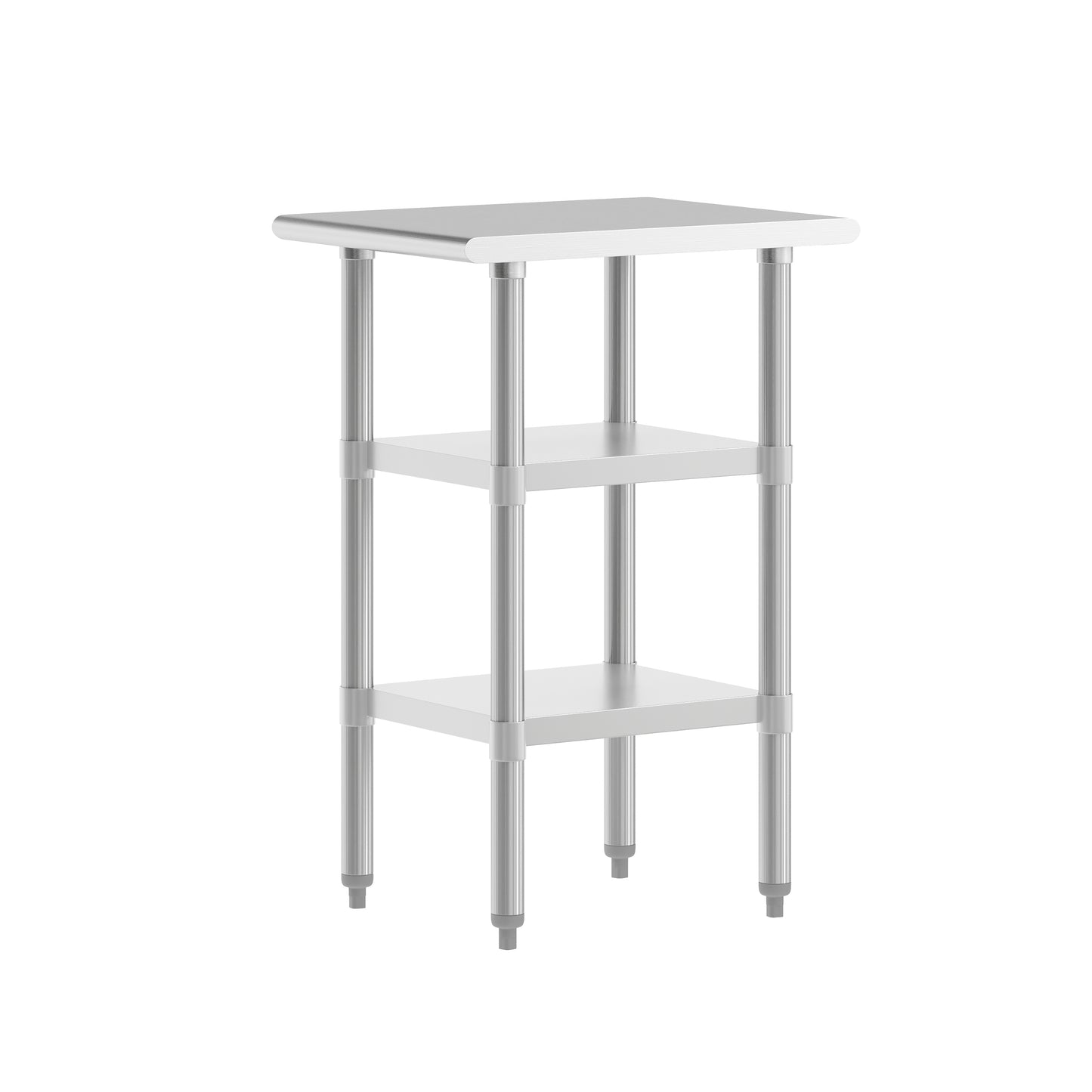 Reese 24x18 Portable Prep and Work Table with NSF Certified 18 Gauge Stainless Steel Top Shelf and 2 Adjustable Galvanized Steel Undershelves Stainless Steel