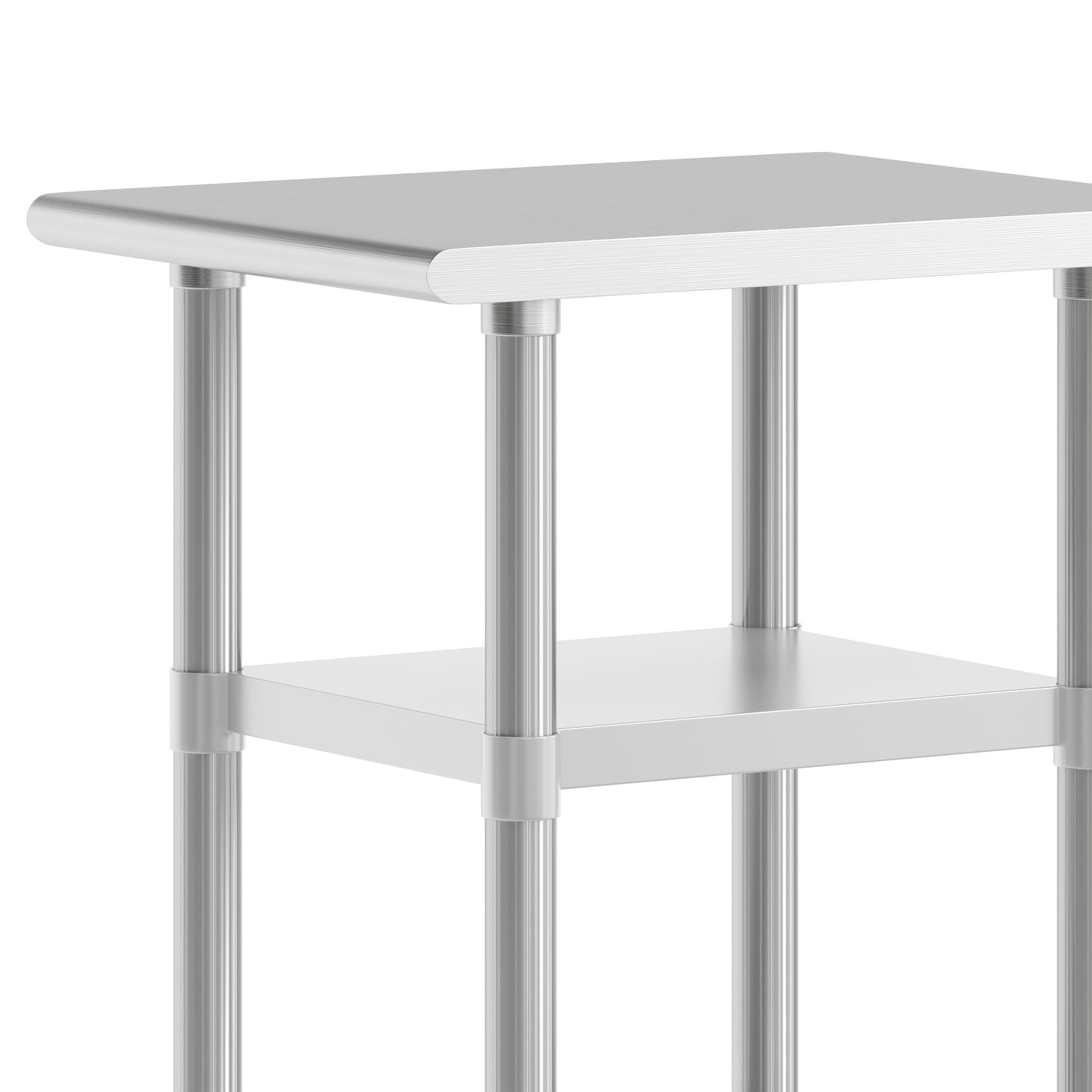 Reese 24x18 Portable Prep and Work Table with NSF Certified 18 Gauge Stainless Steel Top Shelf and 2 Adjustable Galvanized Steel Undershelves Stainless Steel