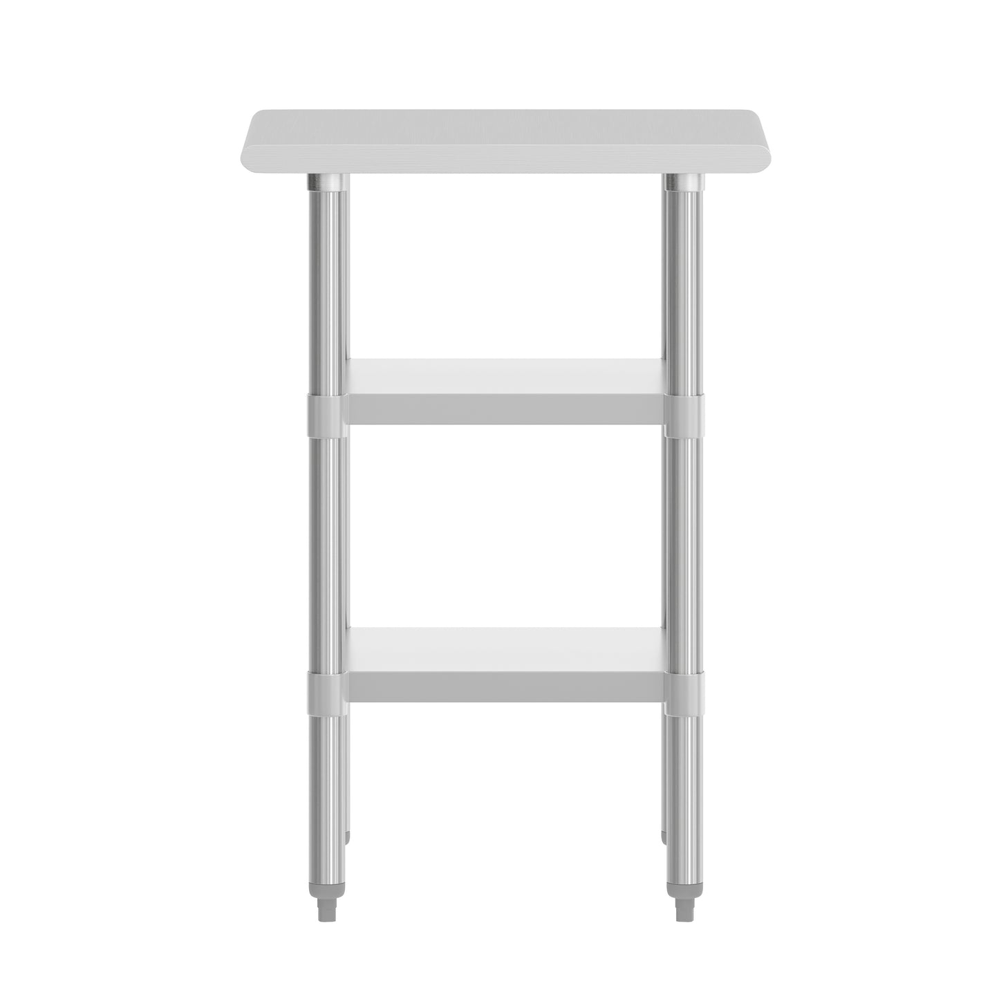 Reese 24x18 Portable Prep and Work Table with NSF Certified 18 Gauge Stainless Steel Top Shelf and 2 Adjustable Galvanized Steel Undershelves Stainless Steel