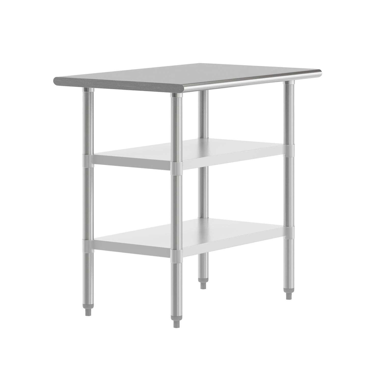 Reese 24x36 Portable Prep and Work Table with NSF Certified 18 Gauge Stainless Steel Top Shelf and 2 Adjustable Galvanized Steel Undershelves Stainless Steel