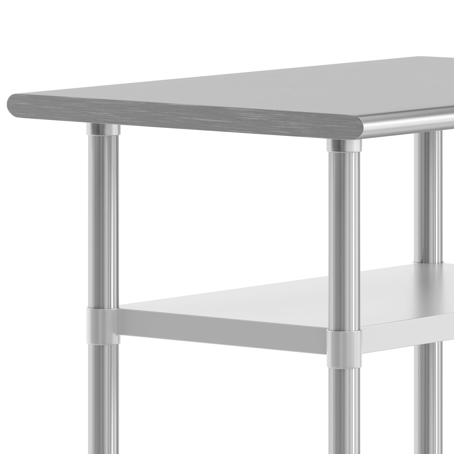 Reese 24x36 Portable Prep and Work Table with NSF Certified 18 Gauge Stainless Steel Top Shelf and 2 Adjustable Galvanized Steel Undershelves Stainless Steel